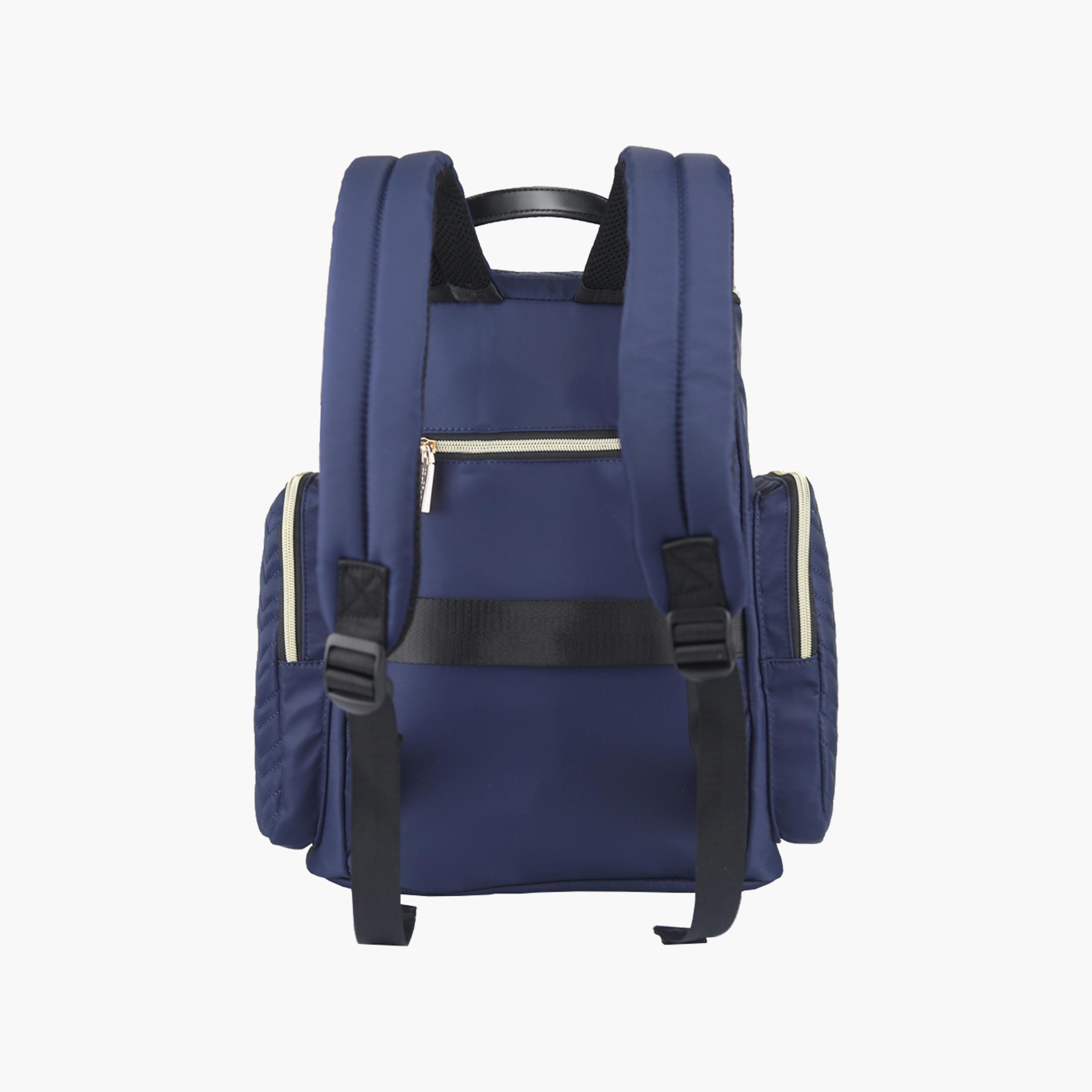 Little Story Georgia Diaper Bag With Changing Pad & Stroller Hooks, Navy Blue-baby-gear-diaperbags-image-4