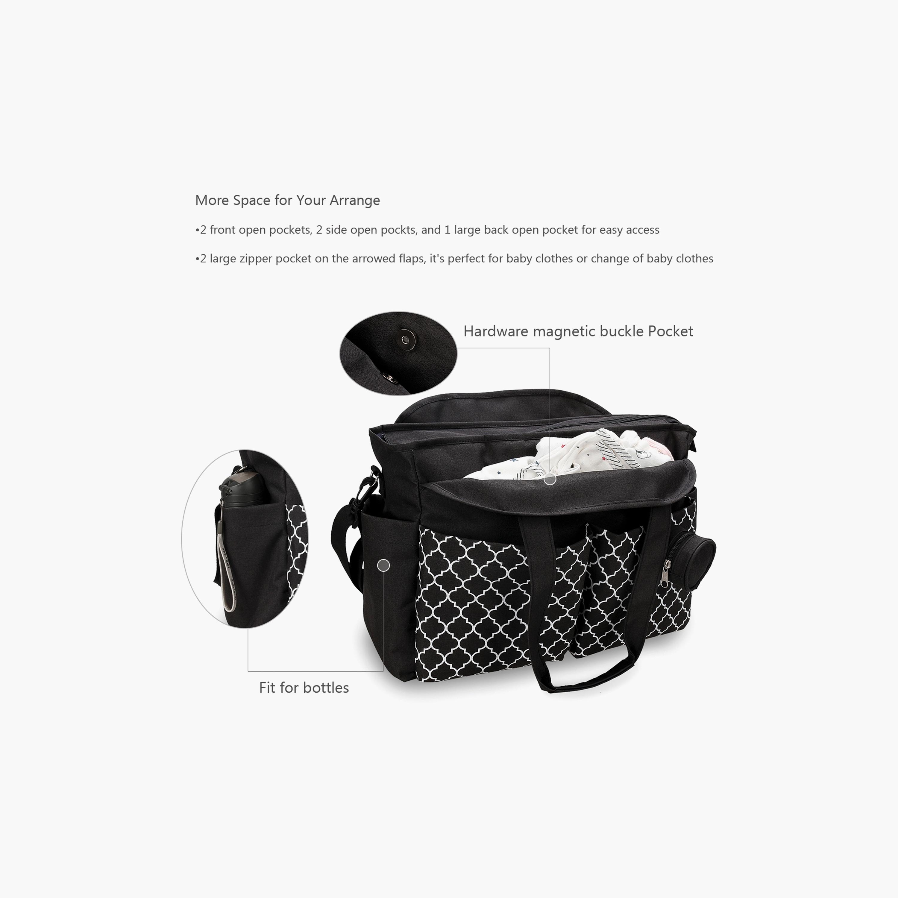 Little Story Signature Diaper Bag, Black-baby-gear-diaperbags-image-2