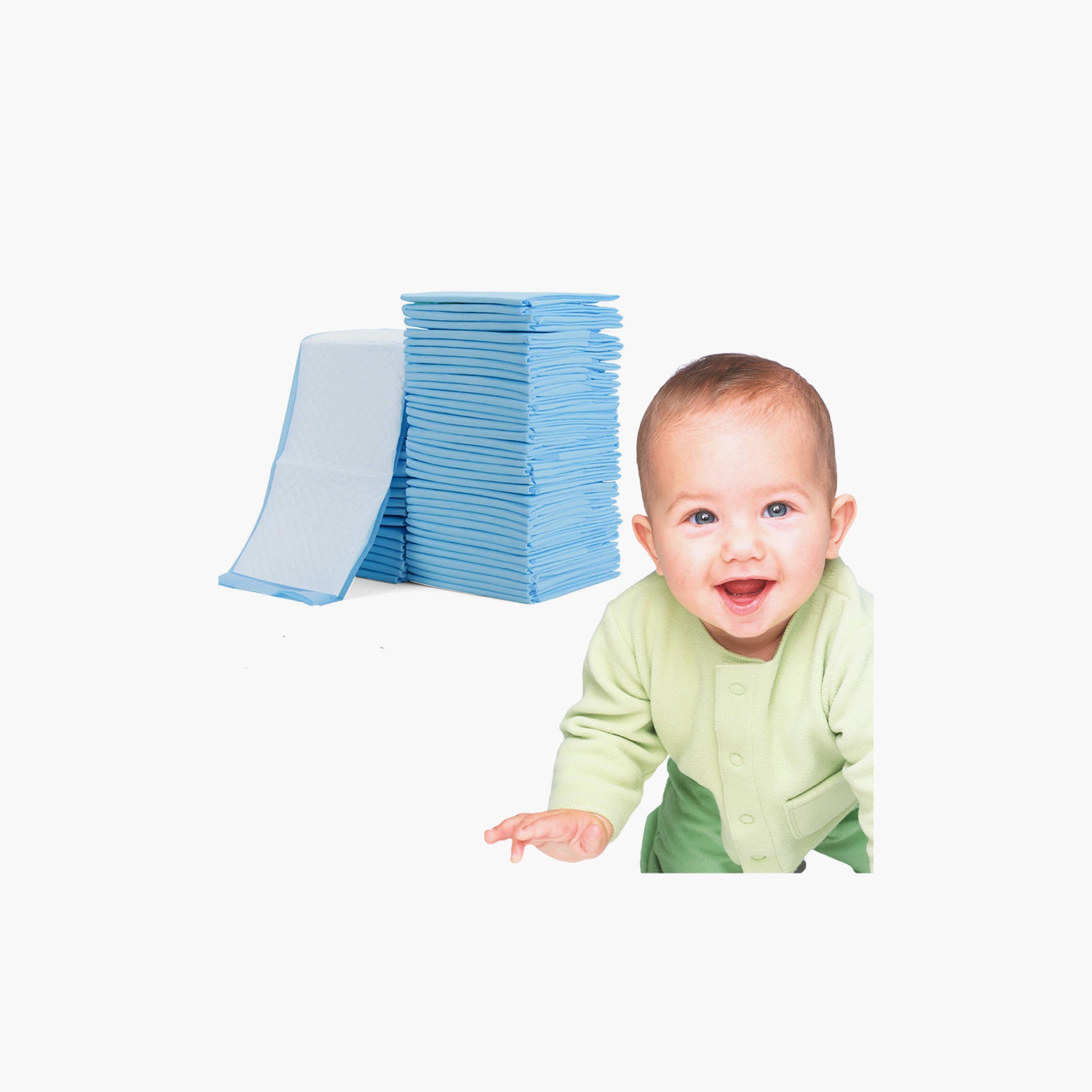 سجادة تغيير الحفاضة للاستعمال لمرة واحدة من ليتل ستوري، حزمة من 100-قطعة، أزرق-baby-diapering-changingmats-image-4