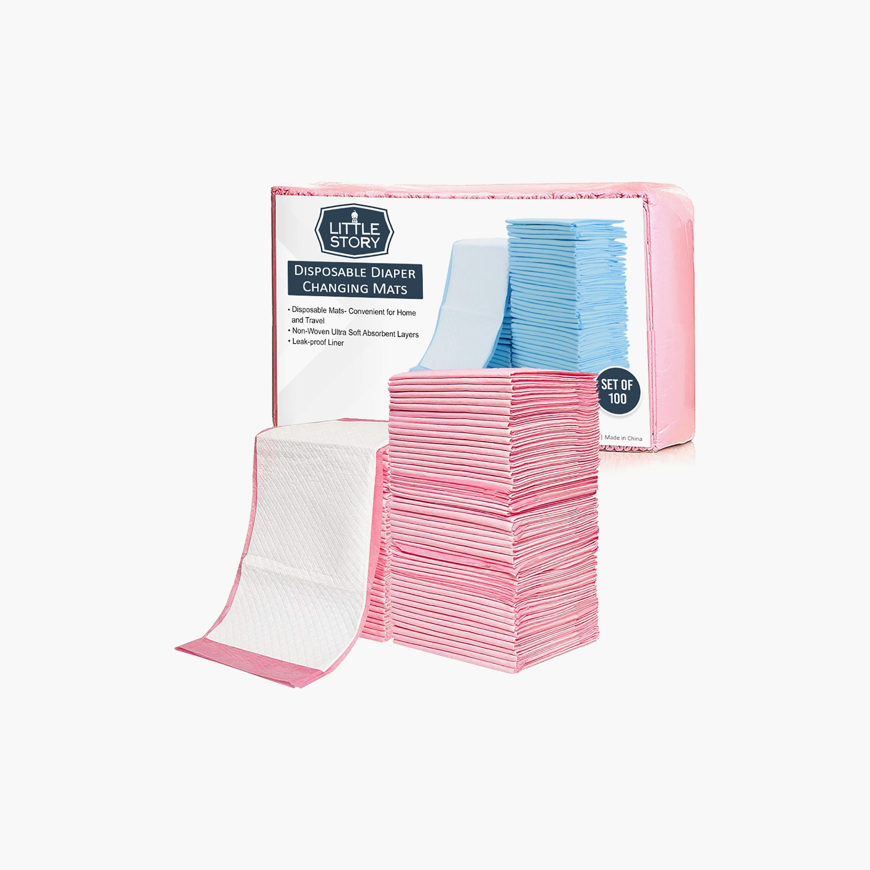 Little Story Disposable Diaper Changing Mats, Pack Of 100-Piece, Pink-baby-diapering-changingmats-image-1