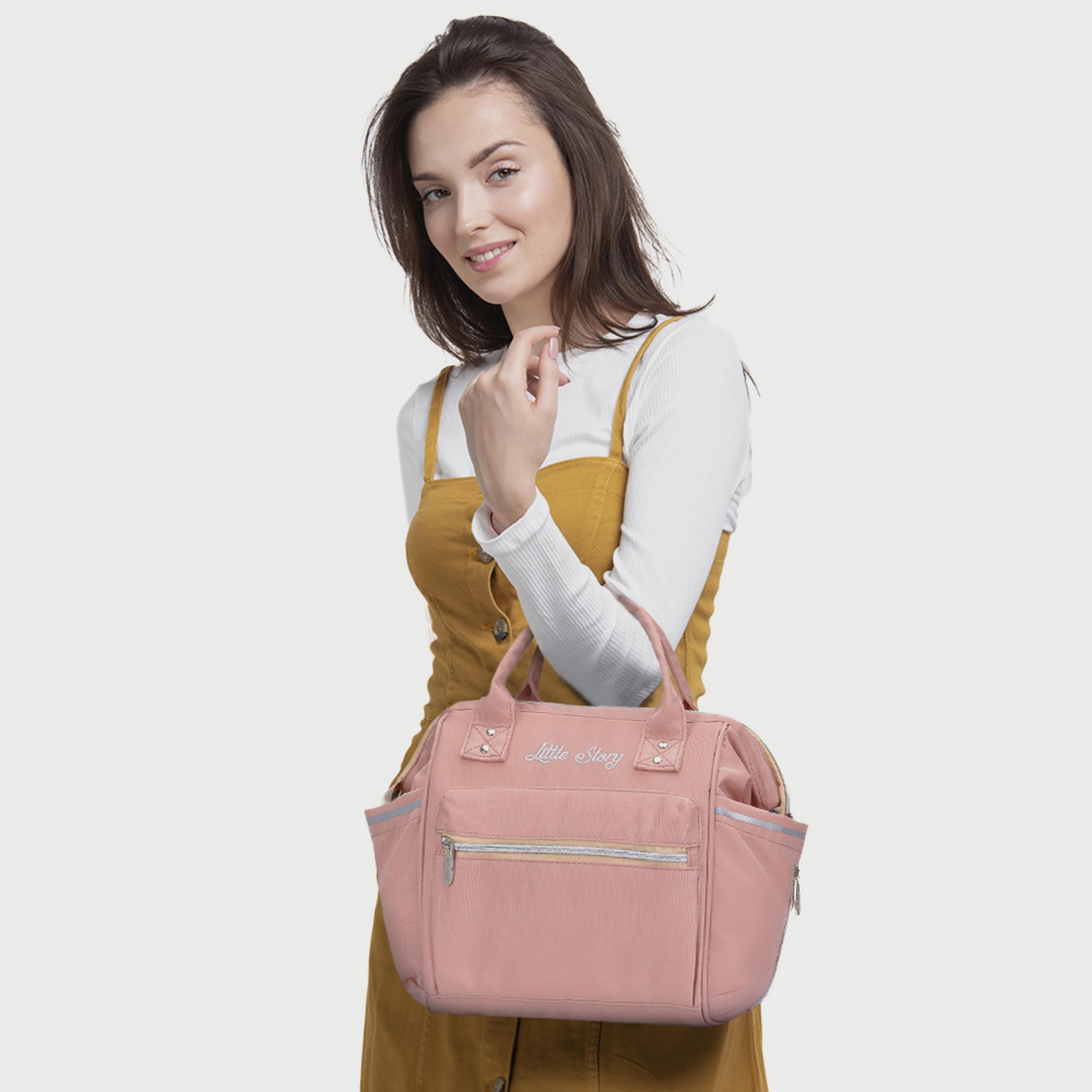 حقيبة الحفاضات آص من ليتل ستوري، وردي-baby-gear-diaperbags-image-12
