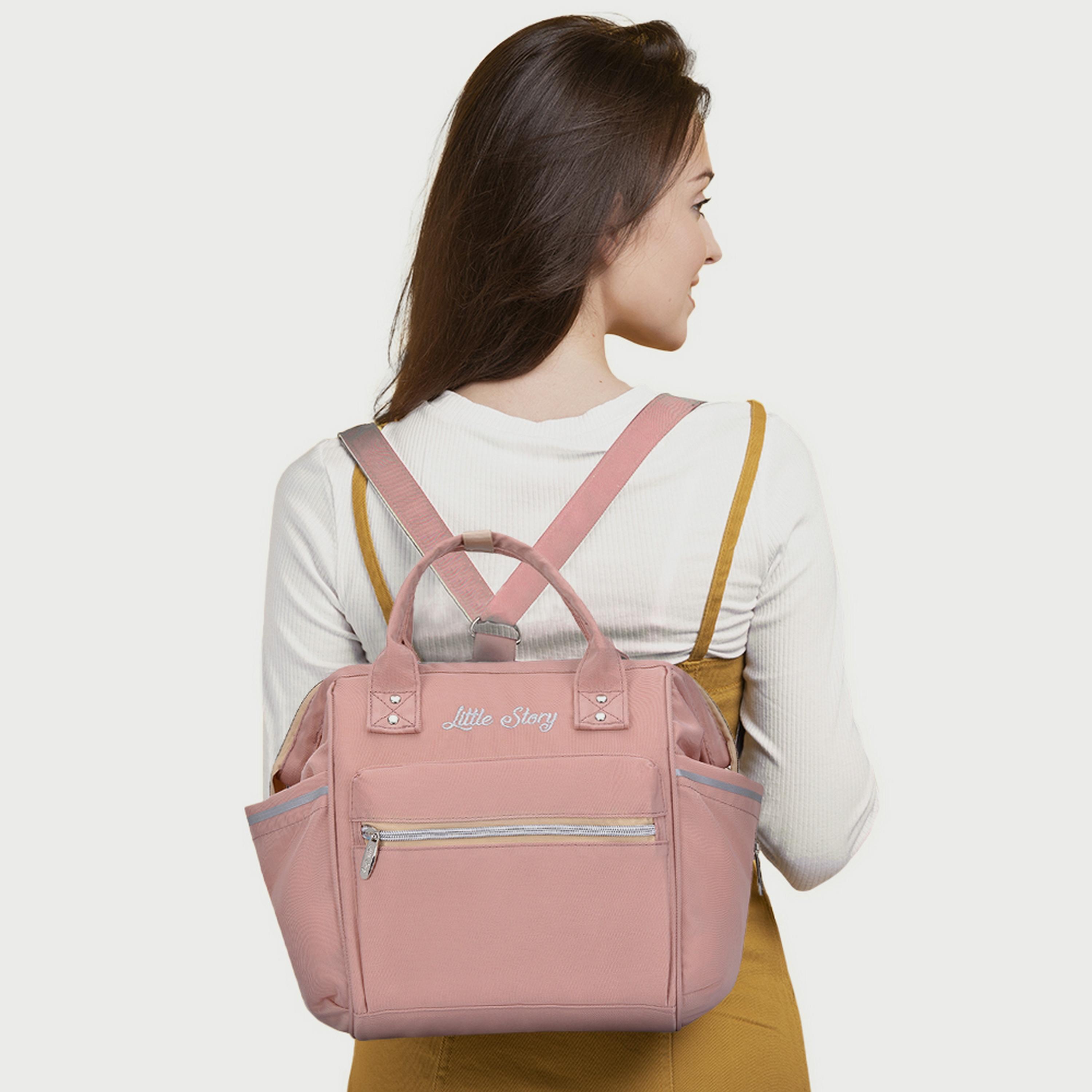 حقيبة الحفاضات آص من ليتل ستوري، وردي-baby-gear-diaperbags-image-13