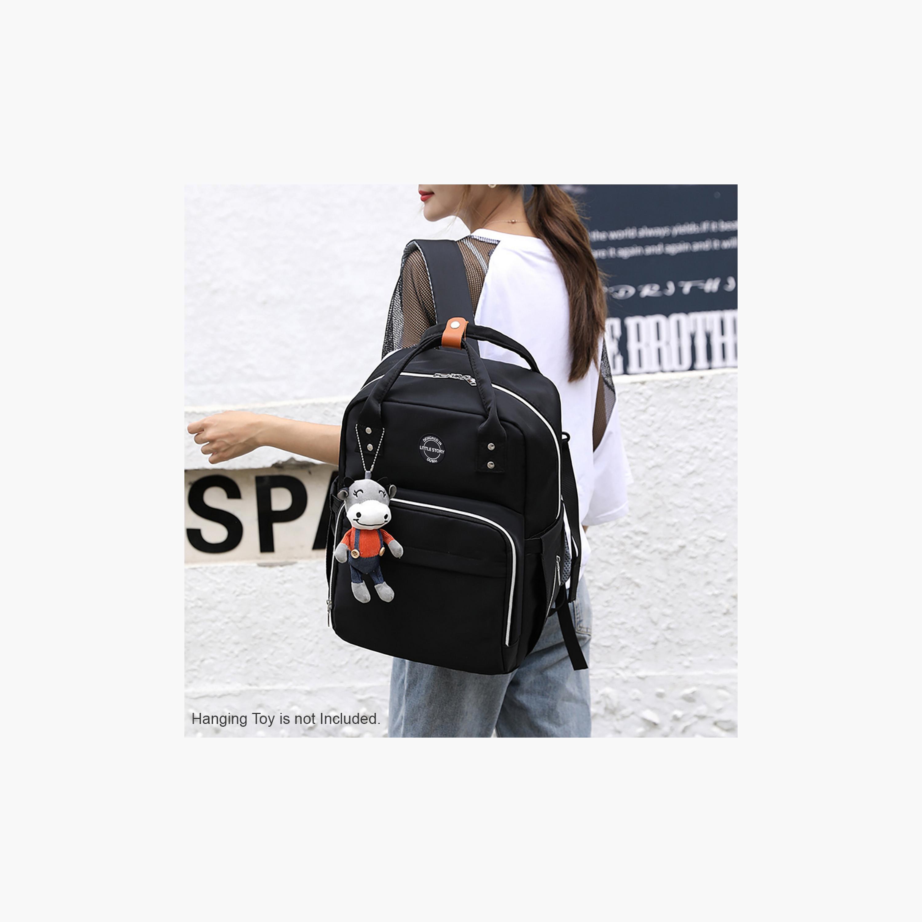 Little Story Velisa Diaper Bag, Black-women-clothing-maternity-tops-image-4