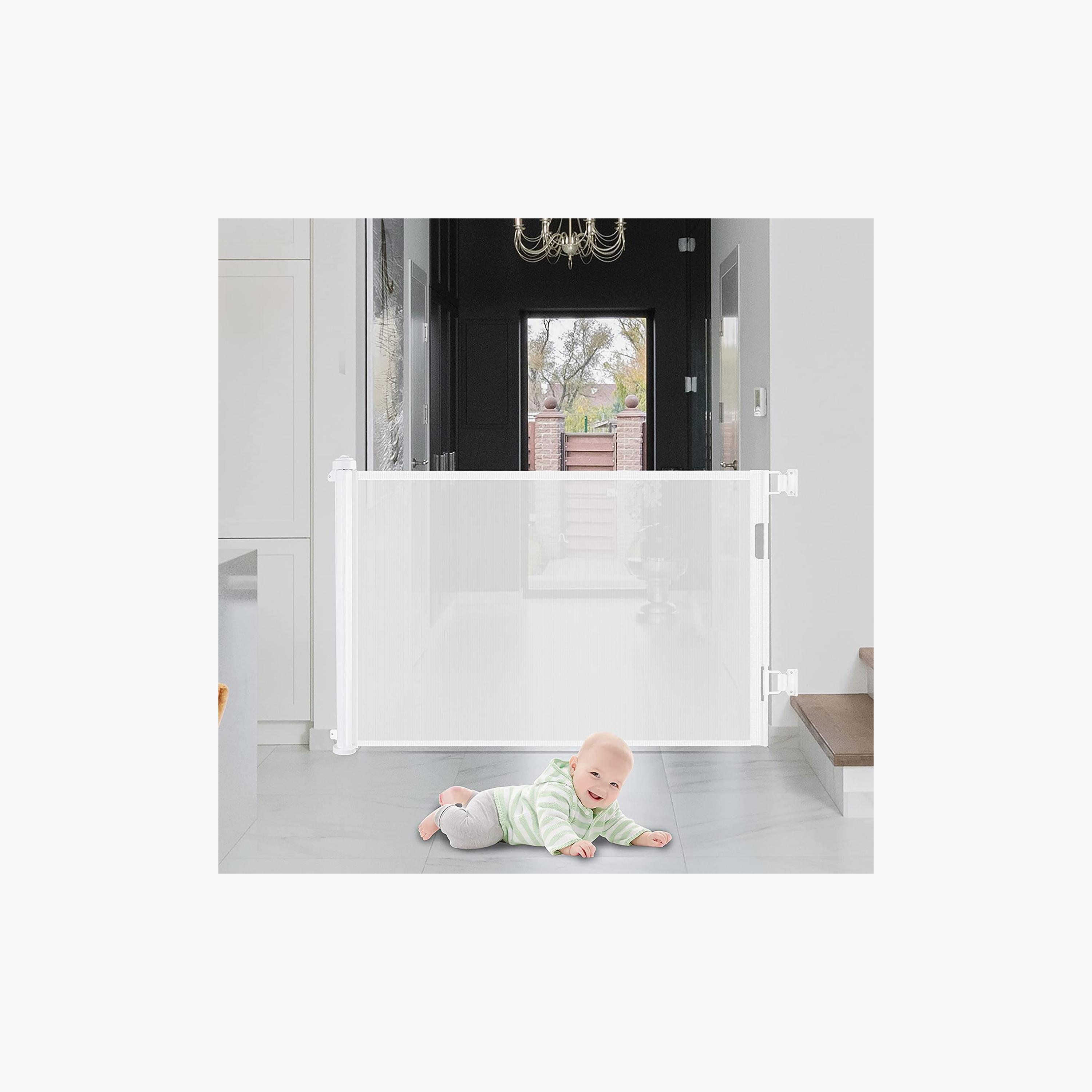 Baby Safe Retractable Mesh Gate, White-baby-healthandsafety-babyproofing-image-2