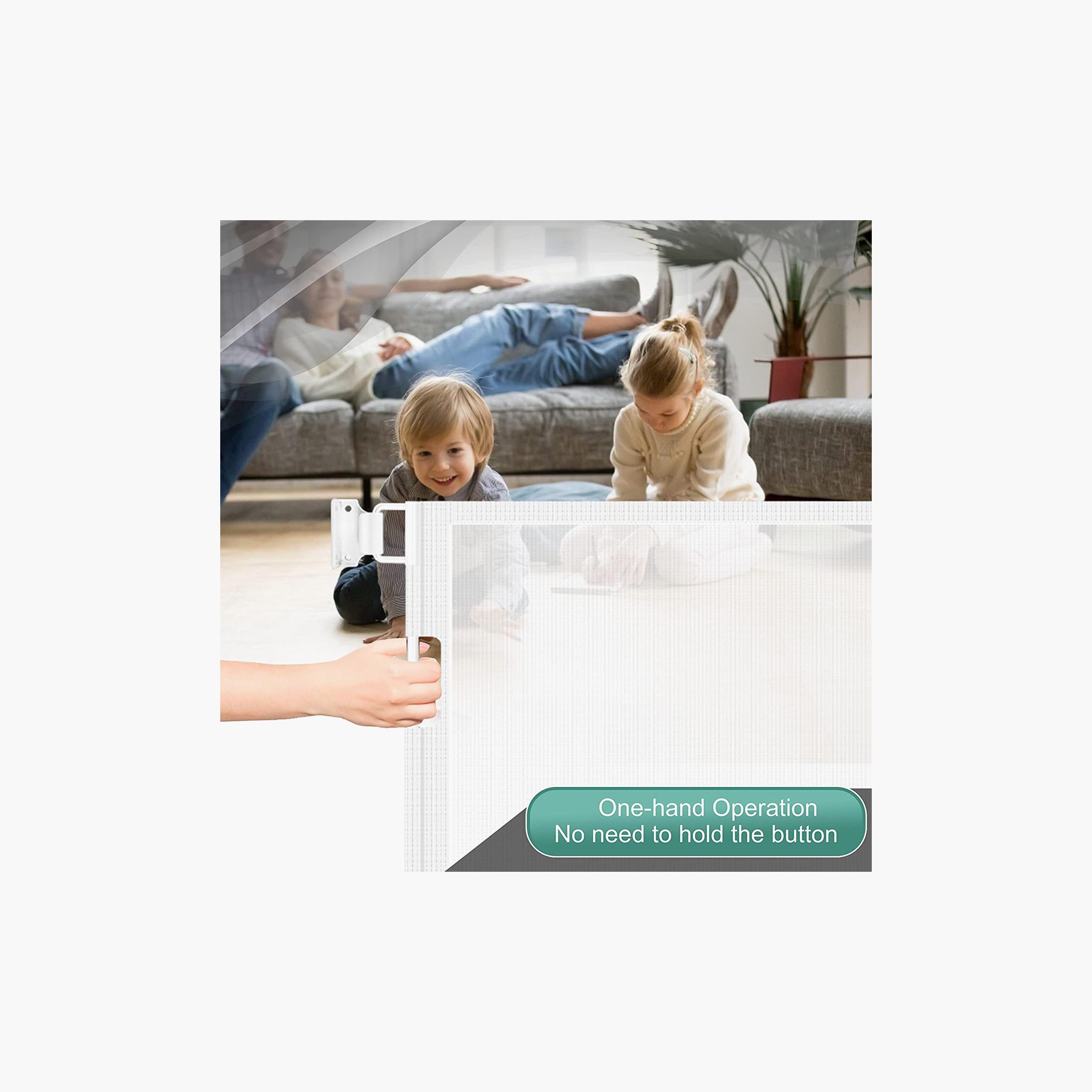 Baby Safe Retractable Mesh Gate, White-baby-healthandsafety-babyproofing-image-3