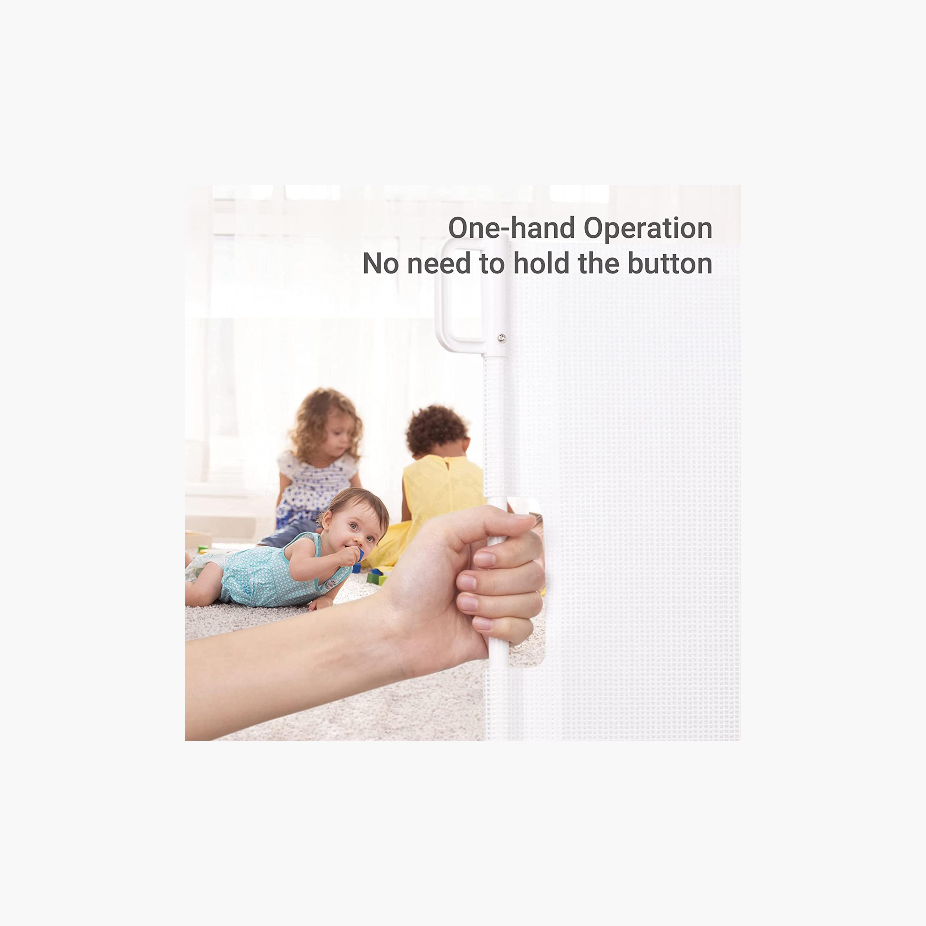 Baby Safe Retractable Mesh Gate, White-baby-healthandsafety-babyproofing-image-4