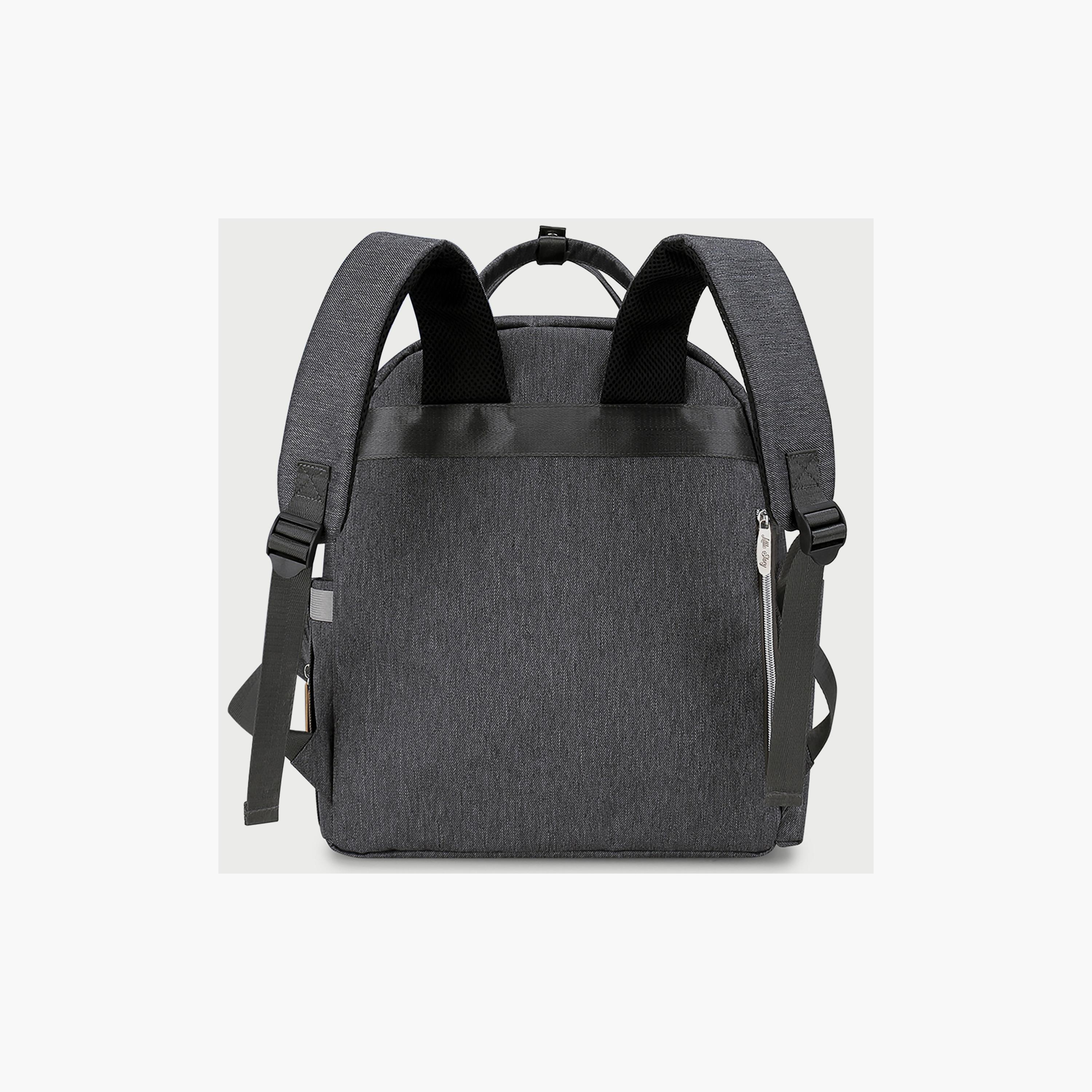 Little Story Quilted Diaper Backpack With Pacifier Bag And Stroller Hooks, Grey-baby-diapering-diaperbags-image-5