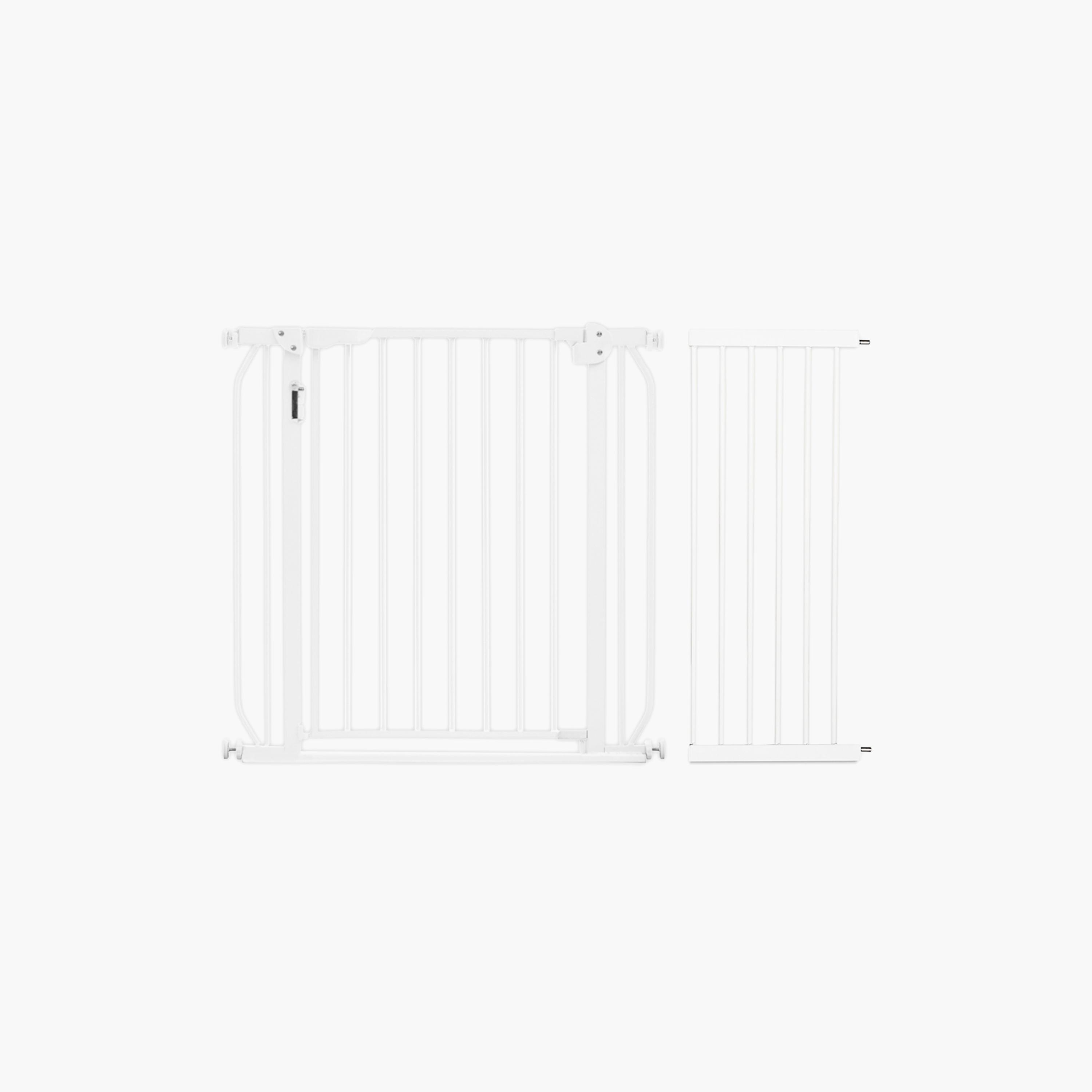 Baby Safe Metal Safety Led Gate With 30Cm Extension, White-baby-healthandsafety-babyproofing-image-1