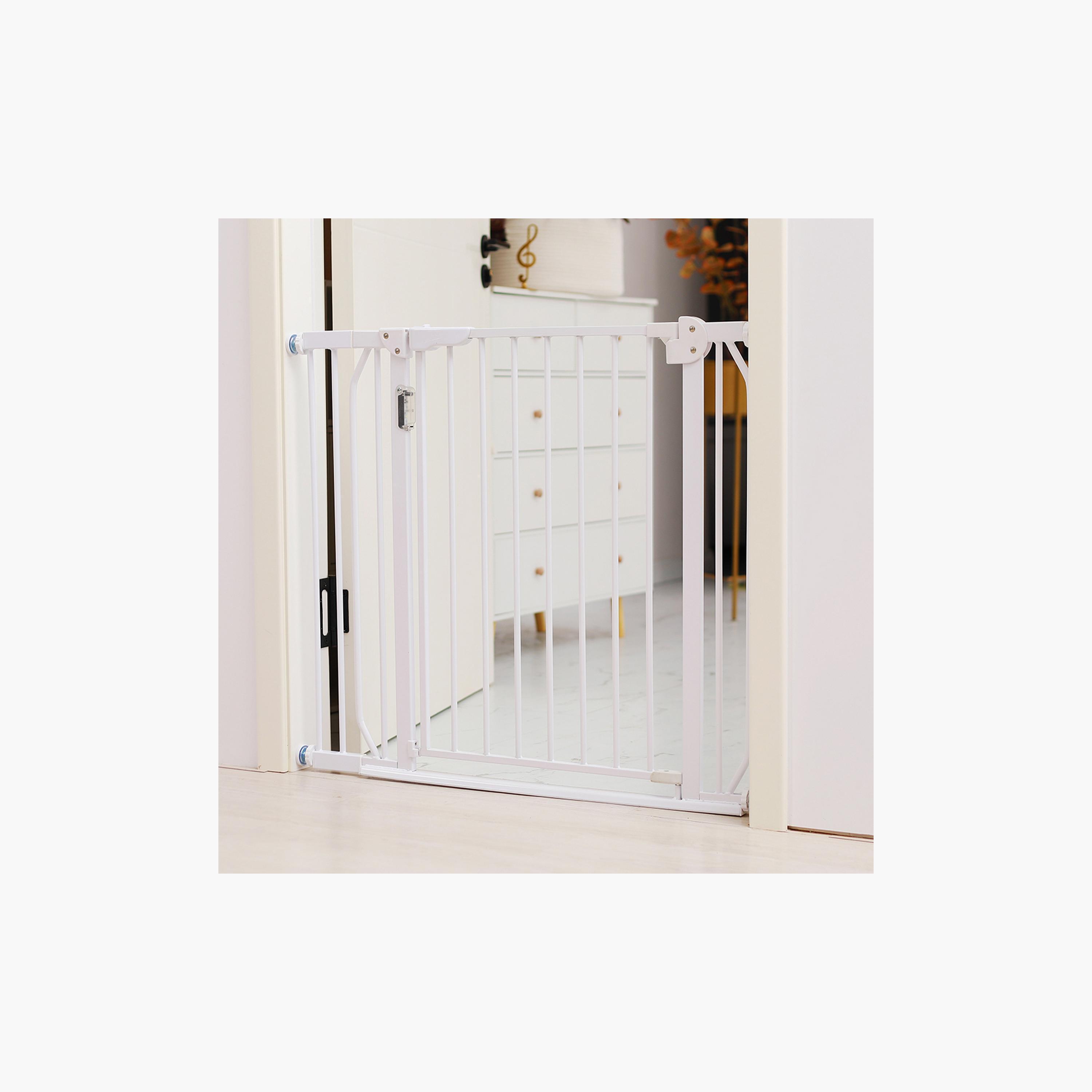 Baby Safe Metal Safety Led Gate With 30Cm Extension, White-baby-healthandsafety-babyproofing-image-4