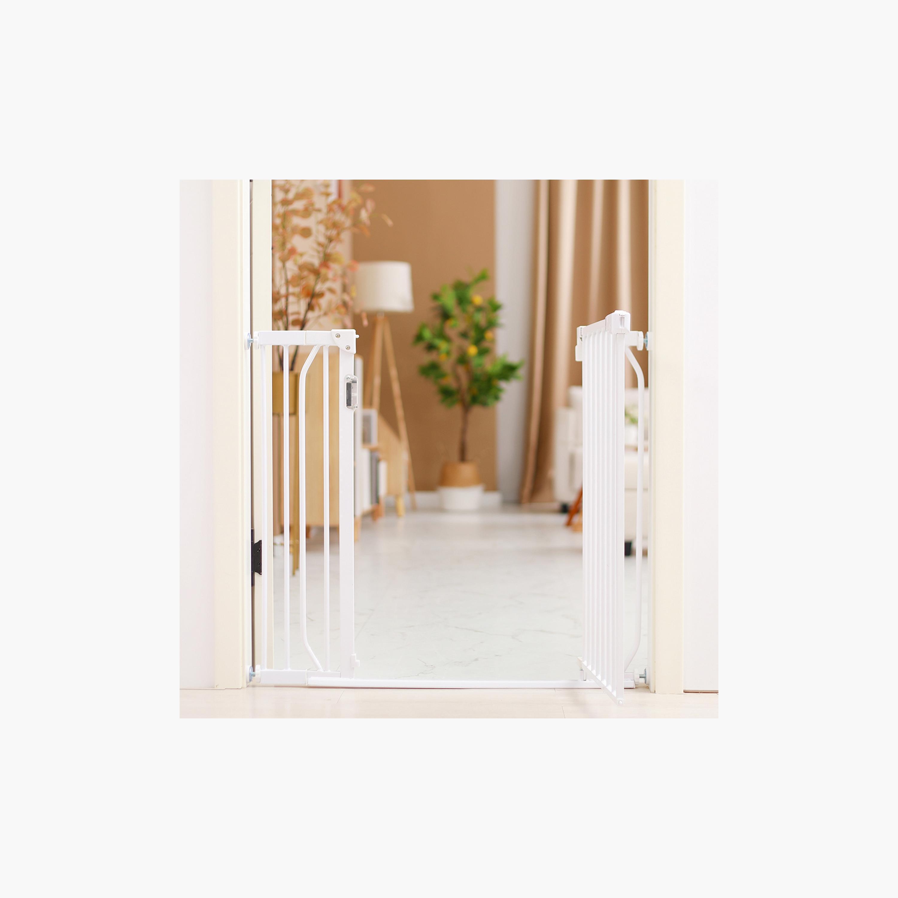 Baby Safe Metal Safety Led Gate With 30Cm Extension, White-baby-healthandsafety-babyproofing-image-5