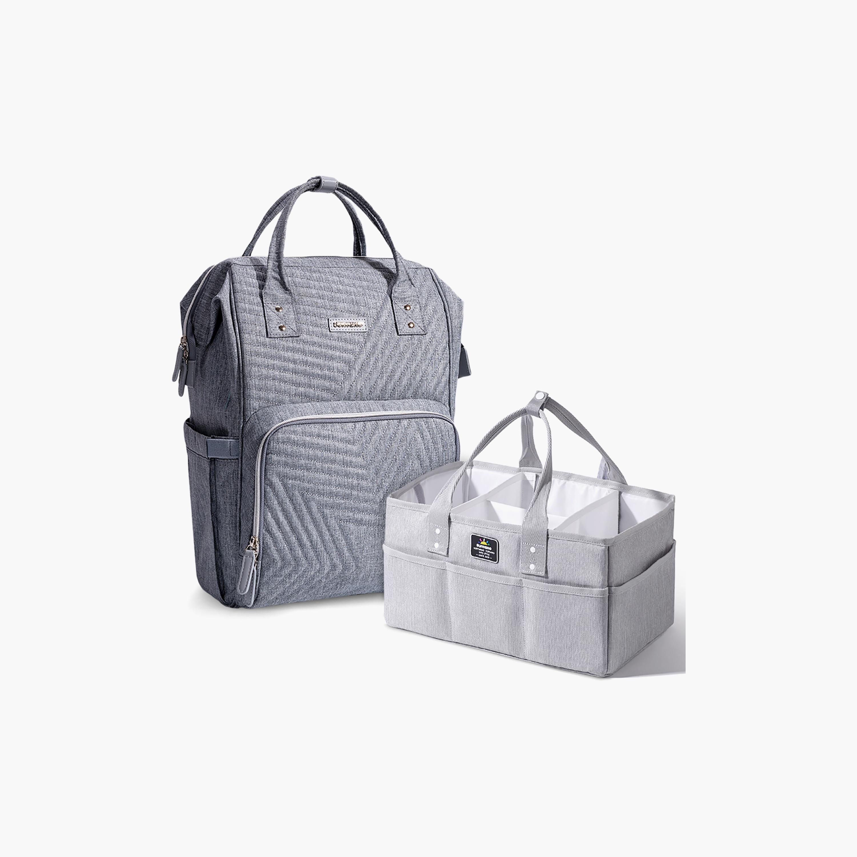 Sunveno Diaper Bag + Diaper Caddy, Nova Grey-baby-diapering-diaperbags-image-1
