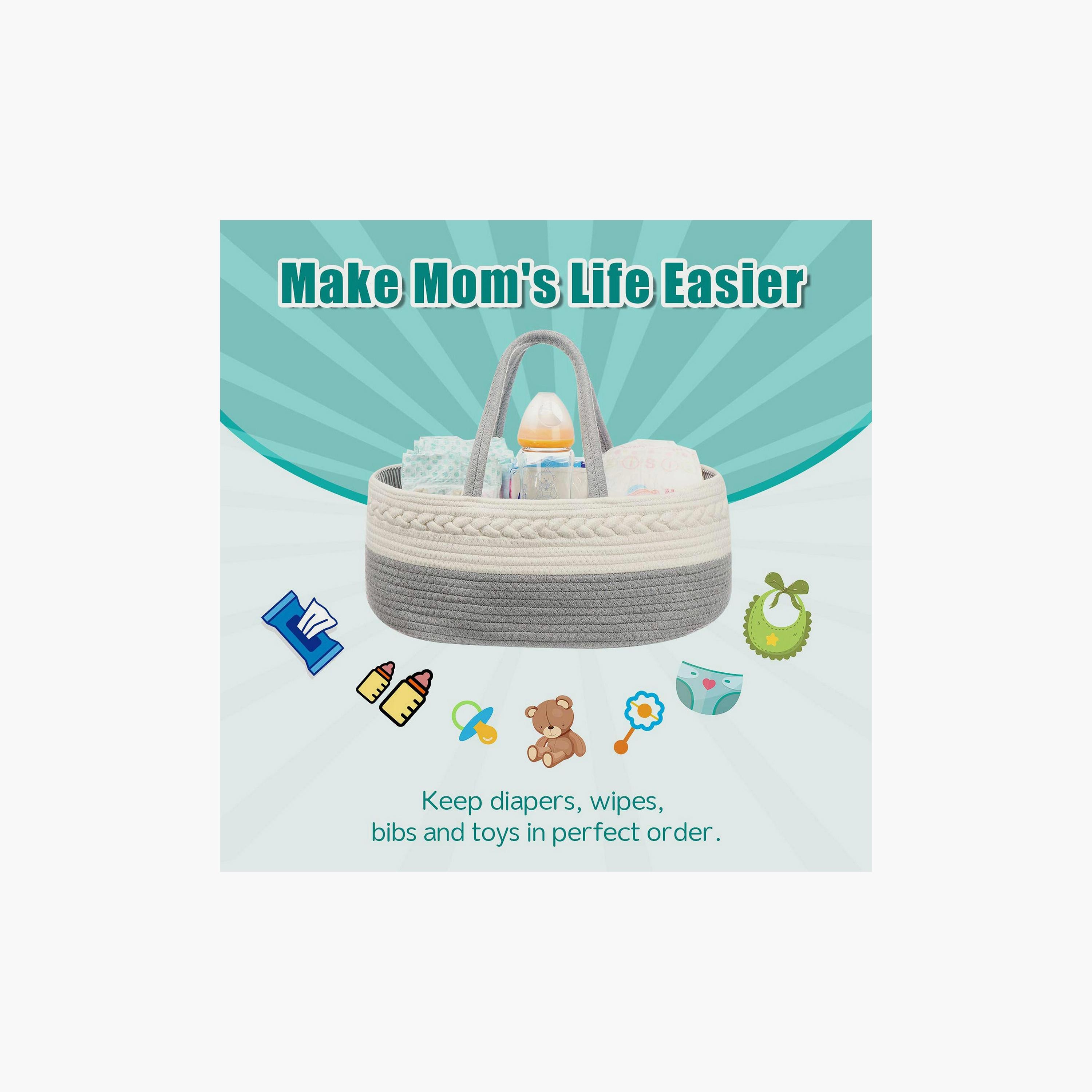 Little Story Diaper Caddy With 50-Piece Changing Mats, Grey-baby-diapering-diaperbags-image-5