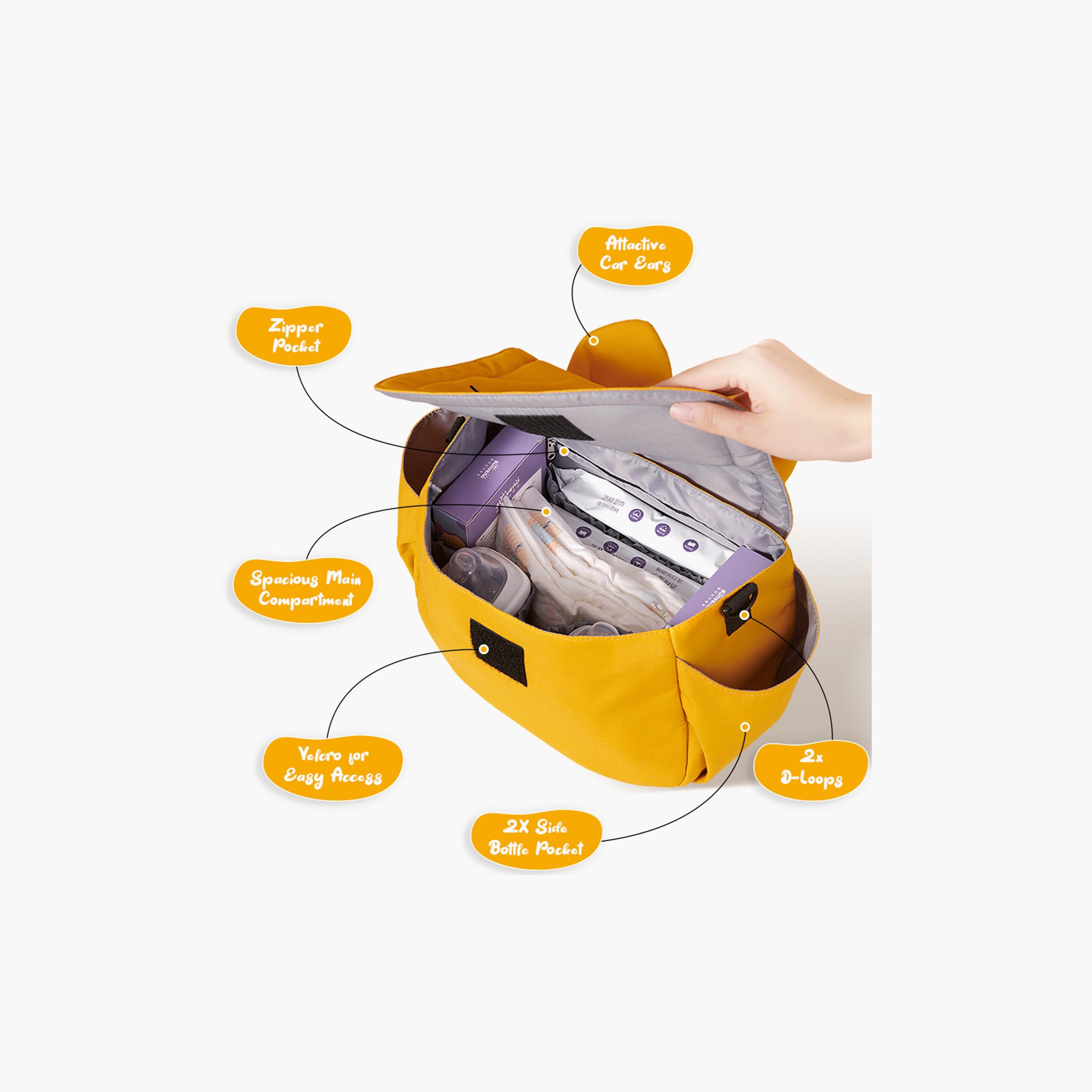 Sunveno Meow Stroller Diaper Bag, Yellow-baby-diapering-diaperbags-image-2