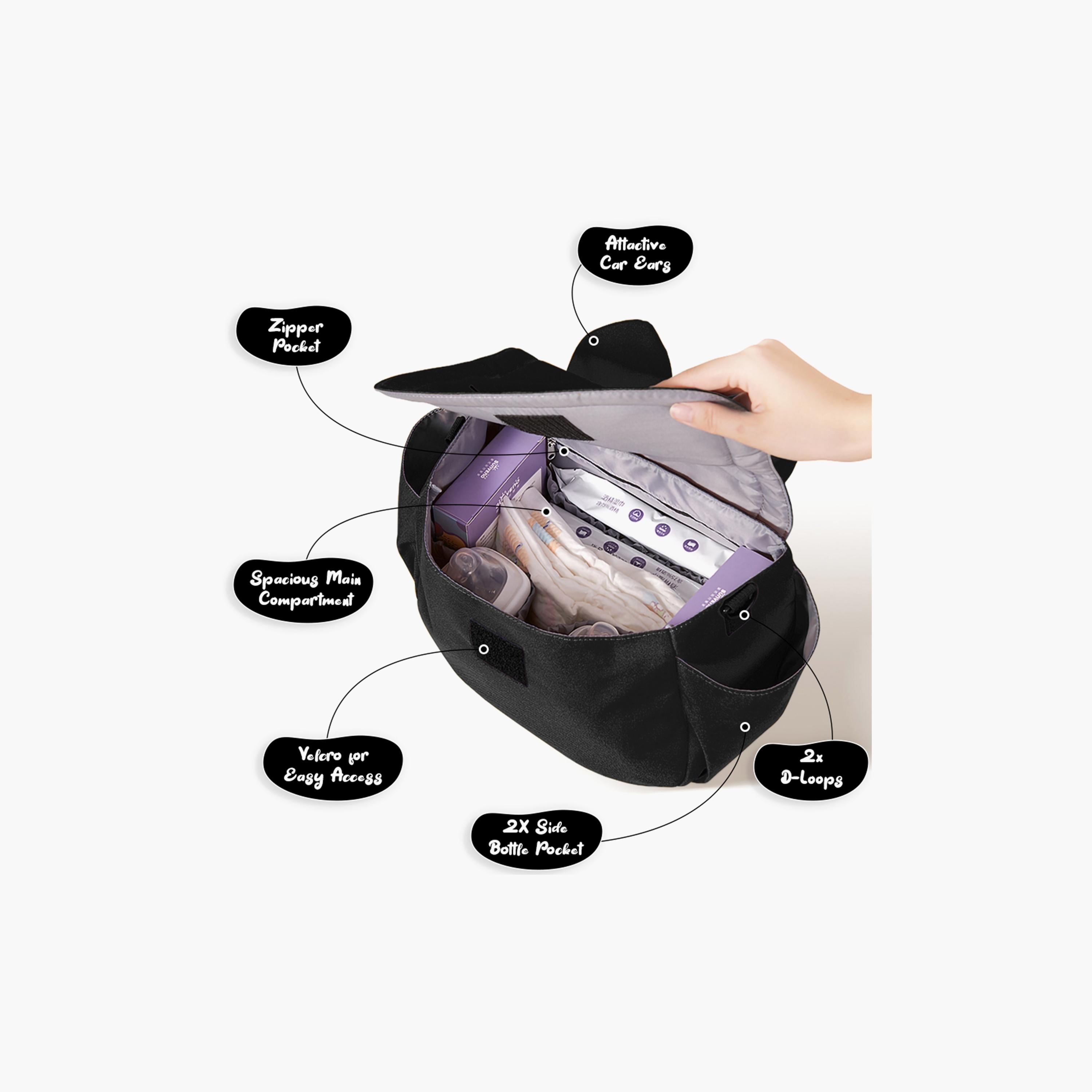 Sunveno Meow Stroller Diaper Bag, Black-baby-diapering-diaperbags-image-2