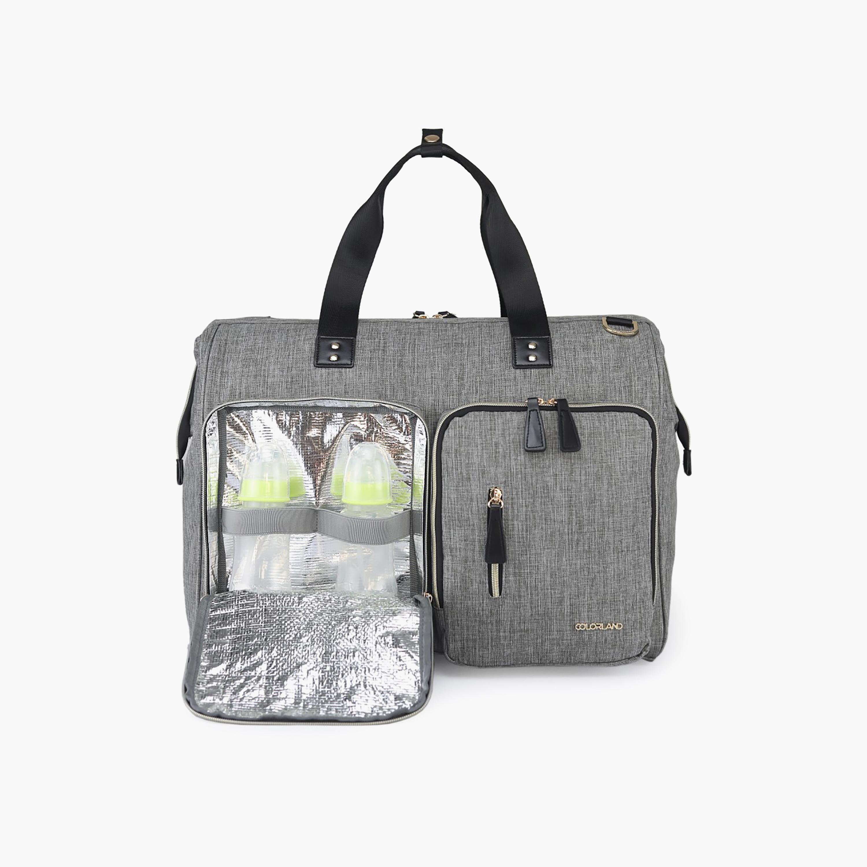 Little Story Gabrielle Mom Dad XL Travel Diaper Bag With Diaper Changing Mat, Grey-baby-gear-diaperbags-image-1