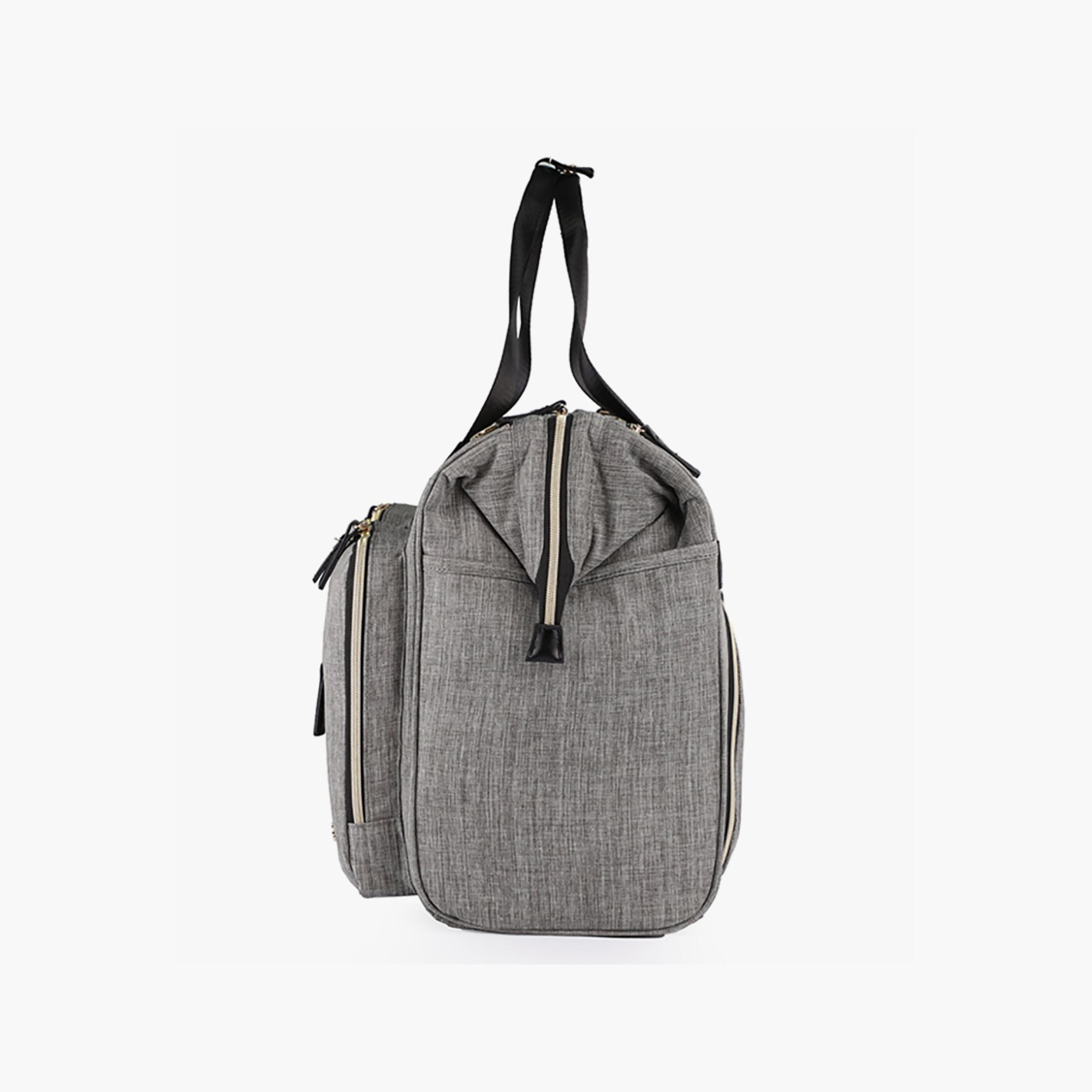 Little Story Gabrielle Mom Dad XL Travel Diaper Bag With Diaper Changing Mat, Grey-baby-gear-diaperbags-image-3