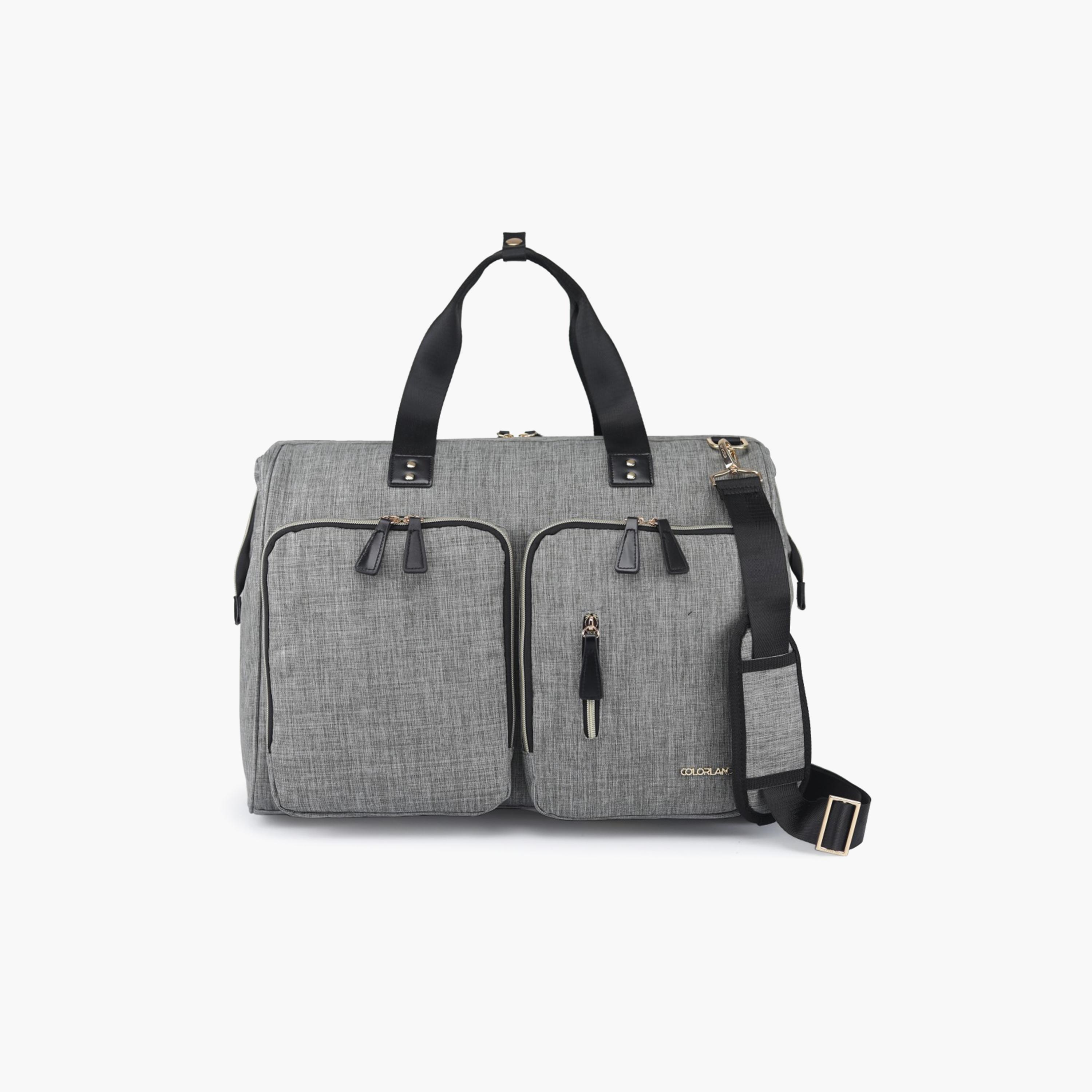 Little Story Gabrielle Mom Dad XL Travel Diaper Bag With Diaper Changing Mat, Grey-baby-gear-diaperbags-image-4