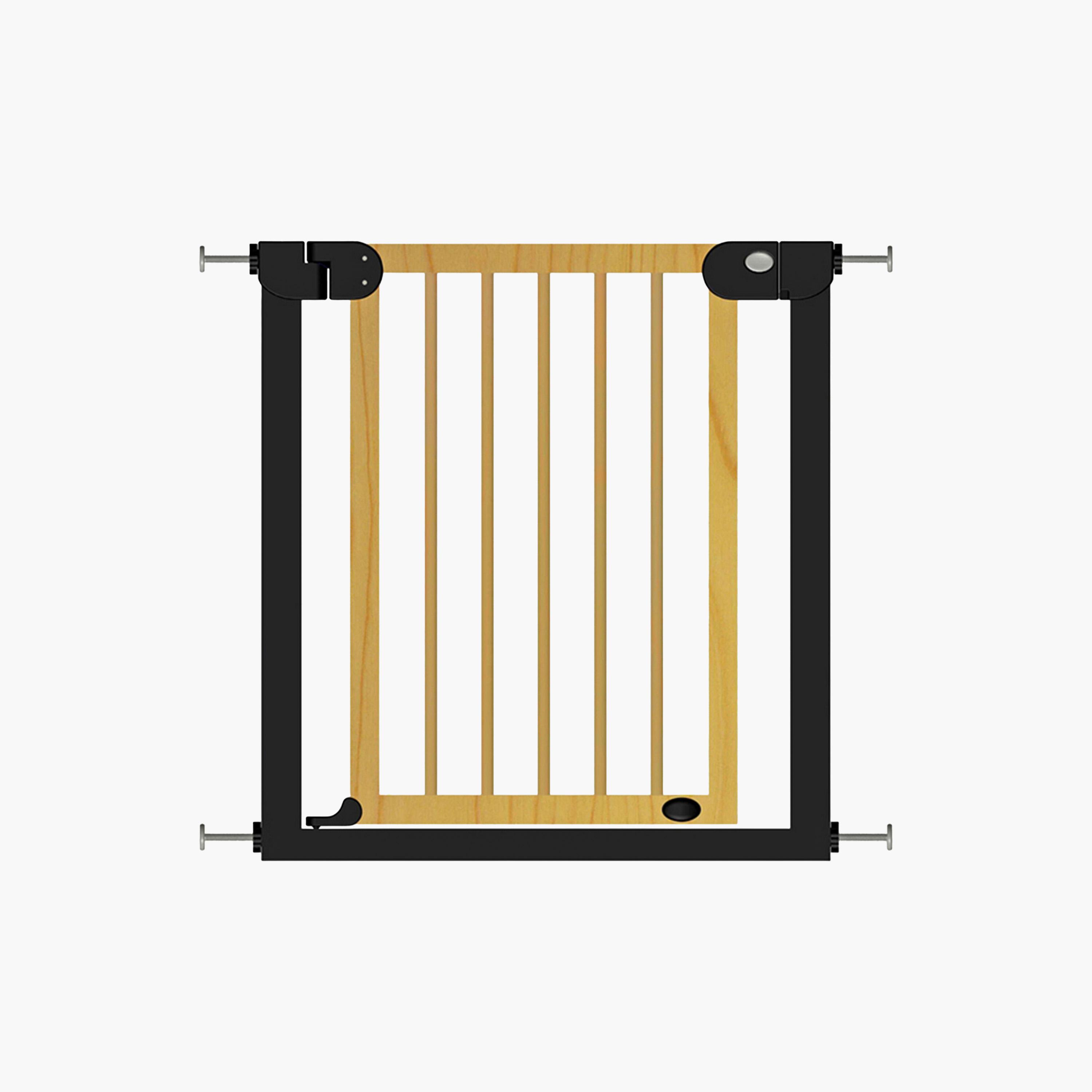 Baby Safe Wooden Safety Gate With 28Cm, Black Extension, Natural Wood-baby-healthandsafety-babyproofing-image-2