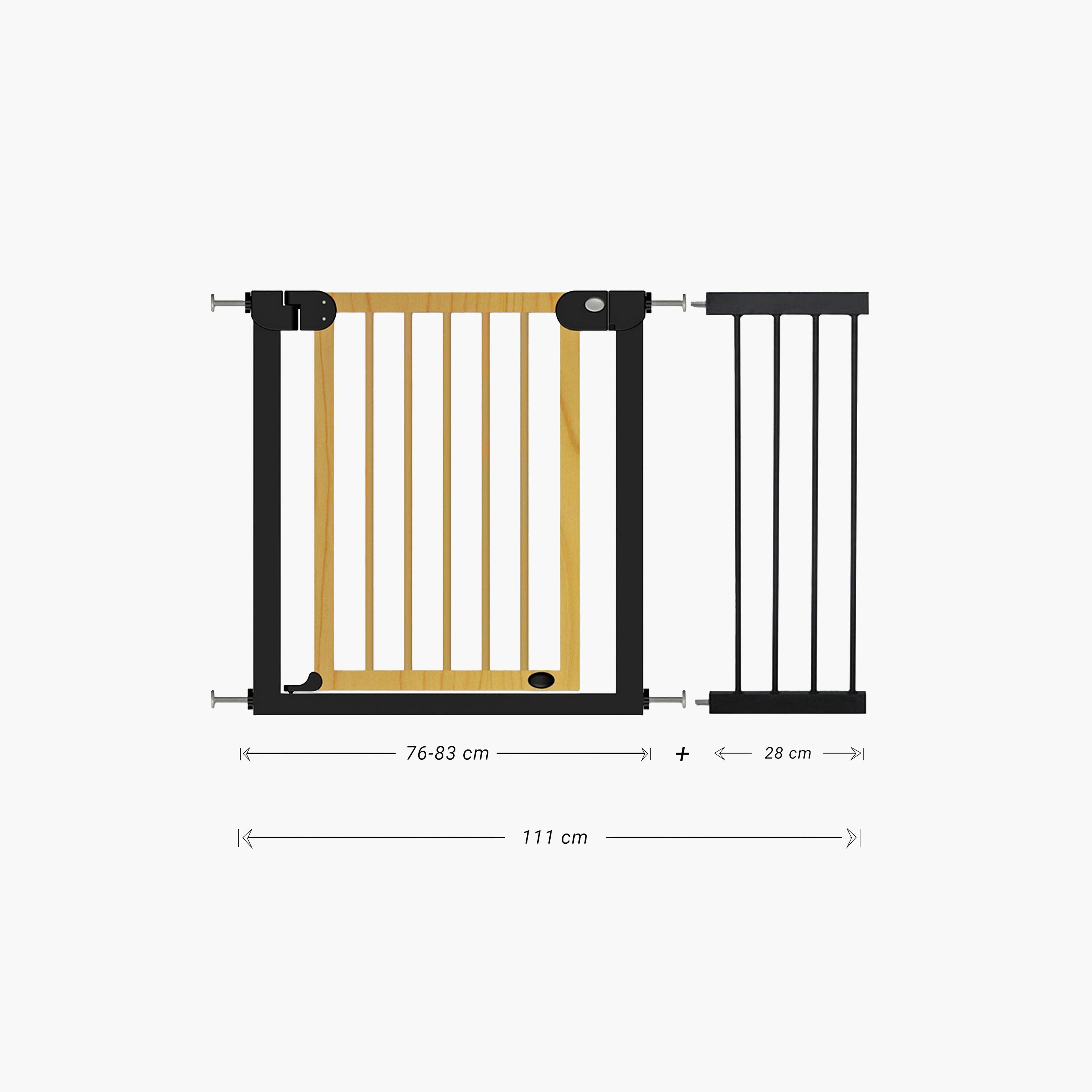 Baby Safe Wooden Safety Gate With 28Cm, Black Extension, Natural Wood-baby-healthandsafety-babyproofing-image-5