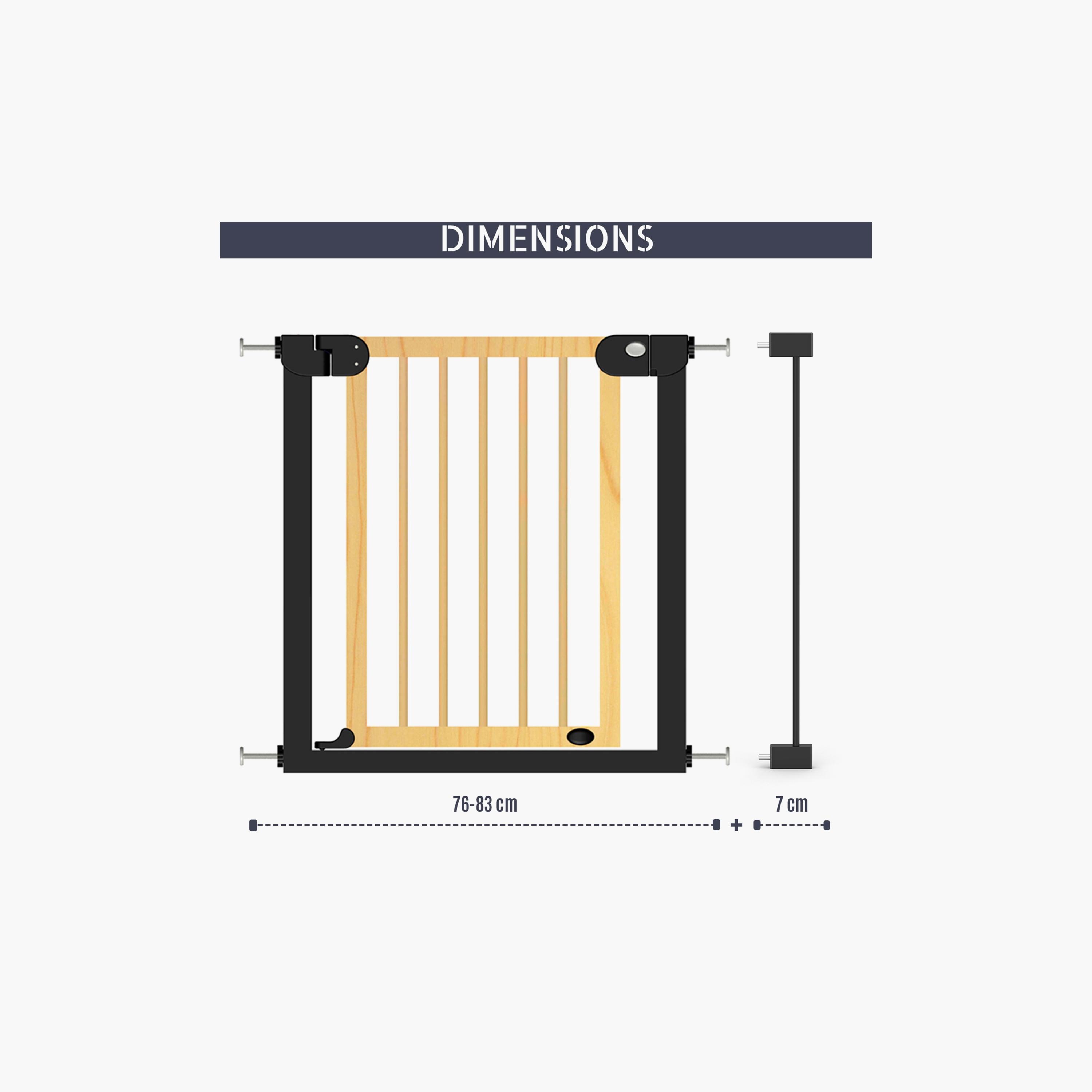 Baby Safe Wooden Safety Gate With 7Cm, Black Extension, Natural Wood-baby-healthandsafety-babyproofing-image-5