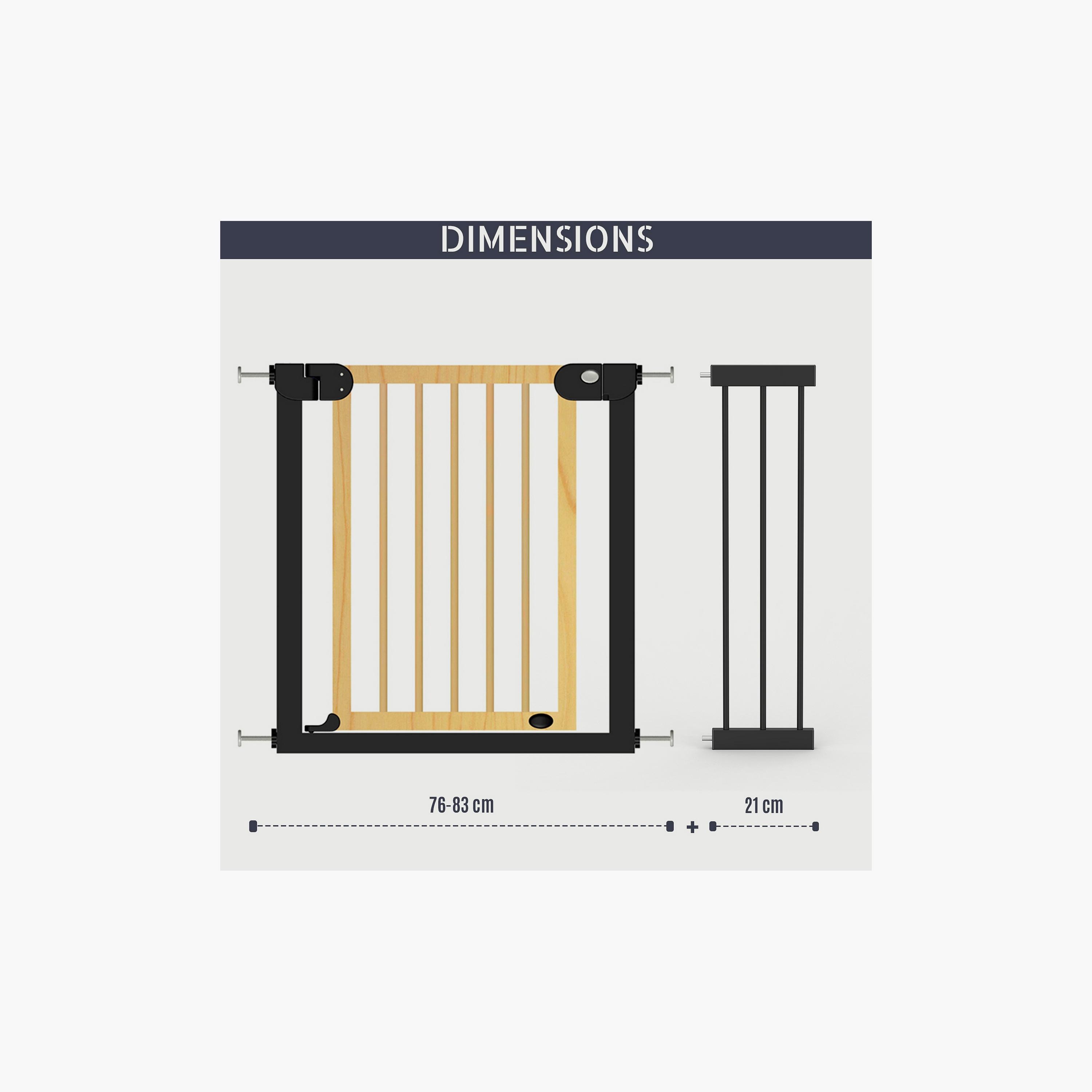 Baby Safe Wooden Safety Gate With 21Cm, Black Extension, Natural Wood-baby-healthandsafety-babyproofing-image-5