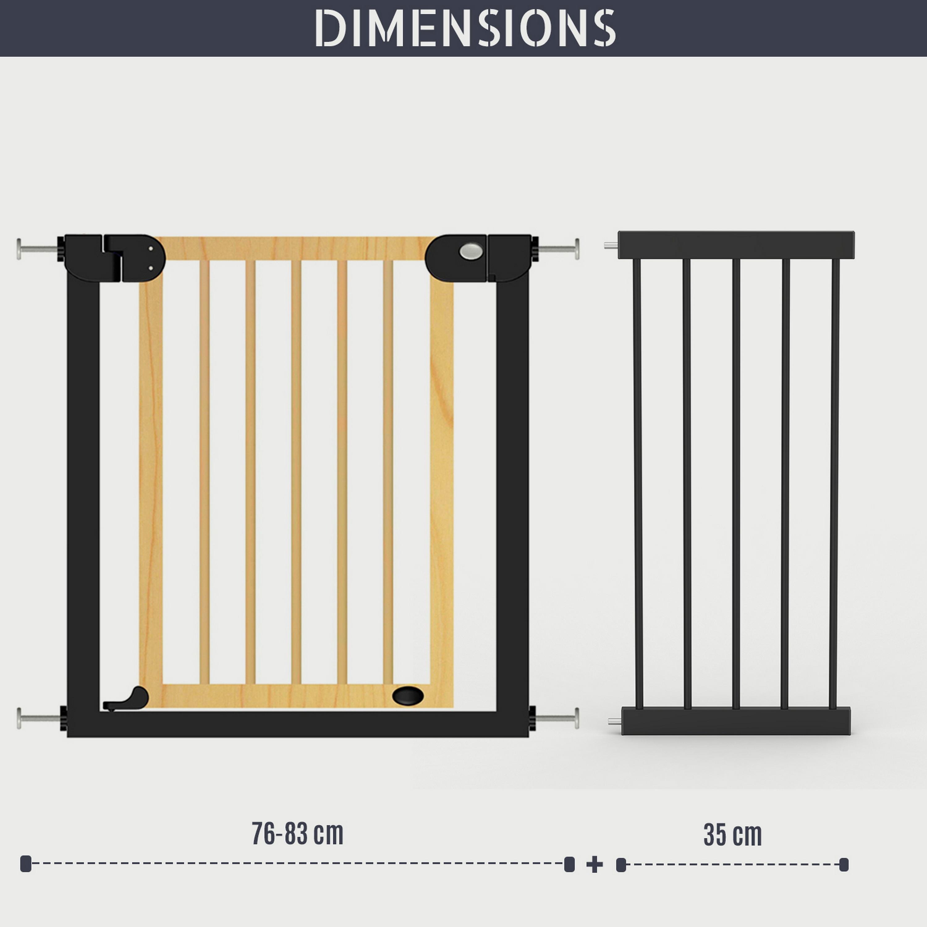 Baby Safe Wooden Safety Gate With 35Cm, Black Extension, Natural Wood-baby-healthandsafety-babyproofing-image-5