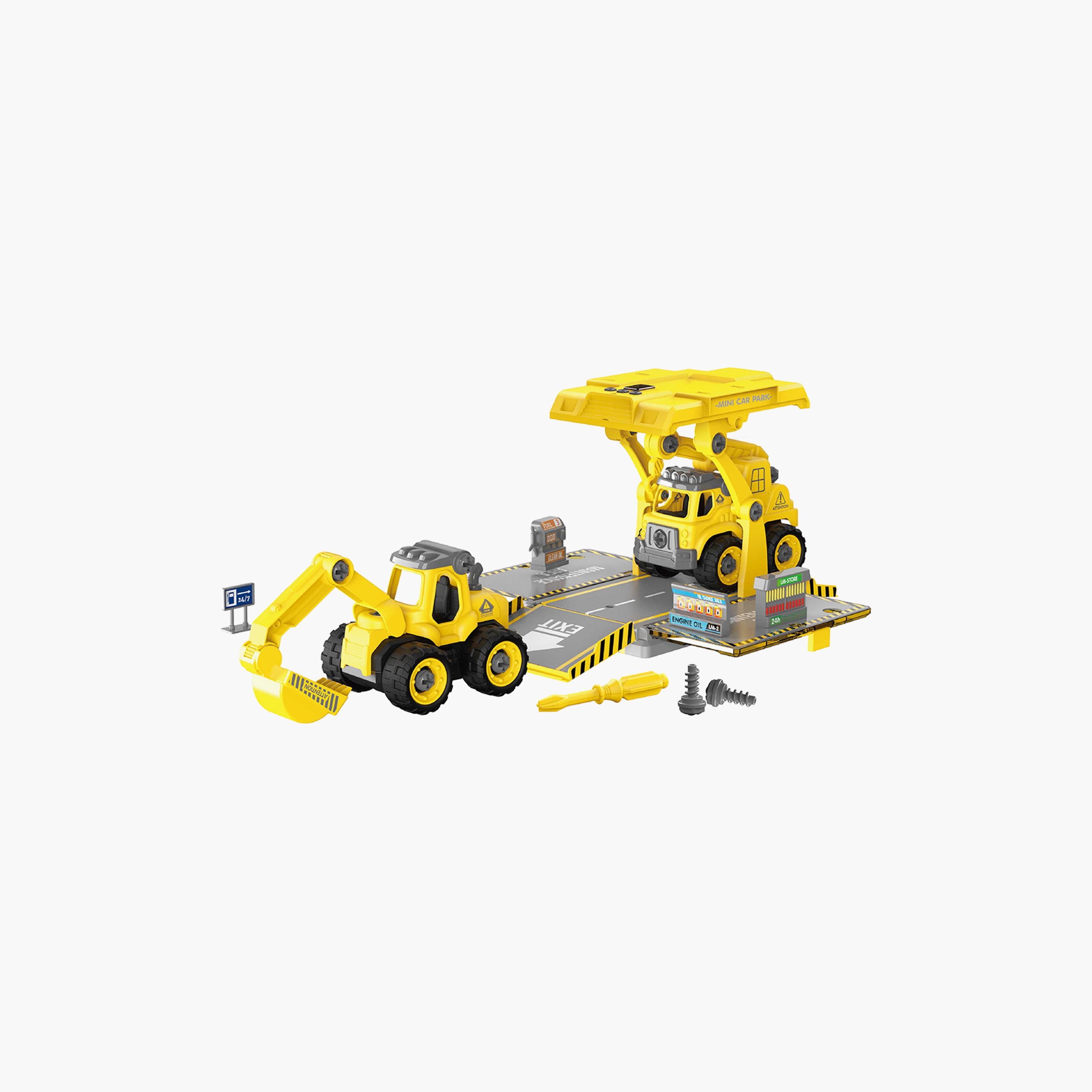 لعبة اطفال سيارة صغيرة مع موقف سيارات من ليتل ستوري، أصفر-toys-playvehicles-cars-image-1