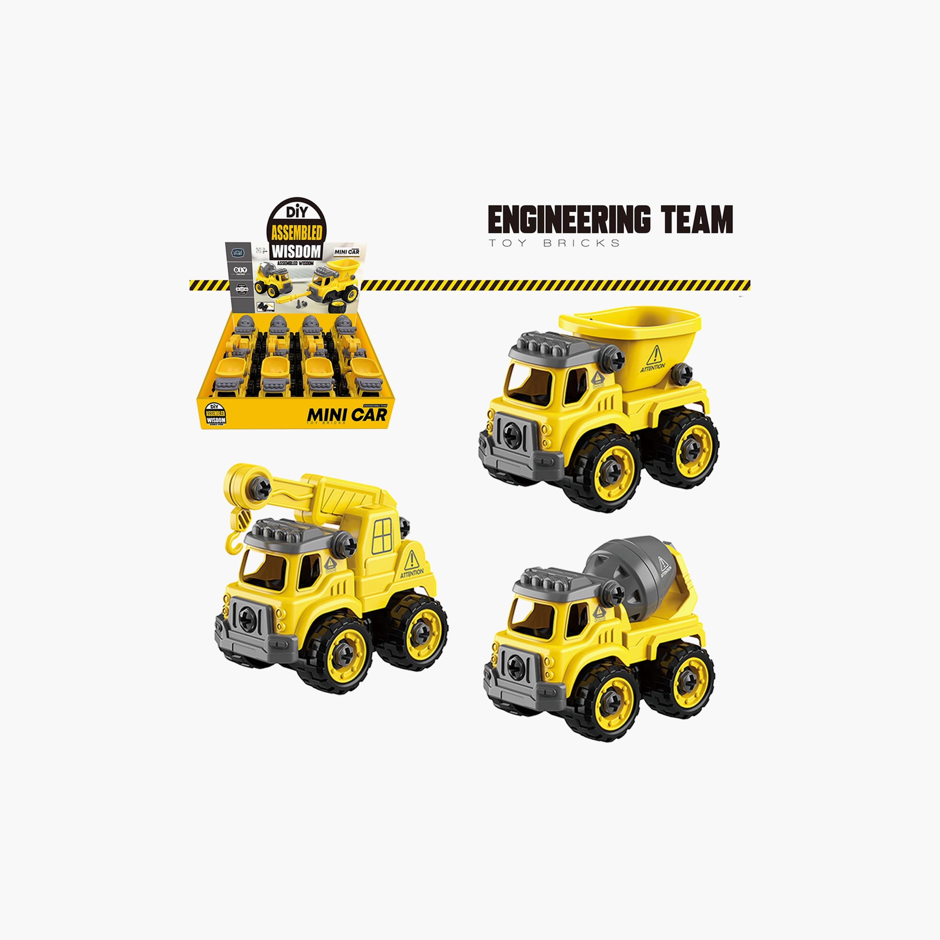 Little Story Kids Toy Assembled Wisdom Cars, Set Of 12, Yellow-toys-playvehicles-vehicleplaysets-image-2