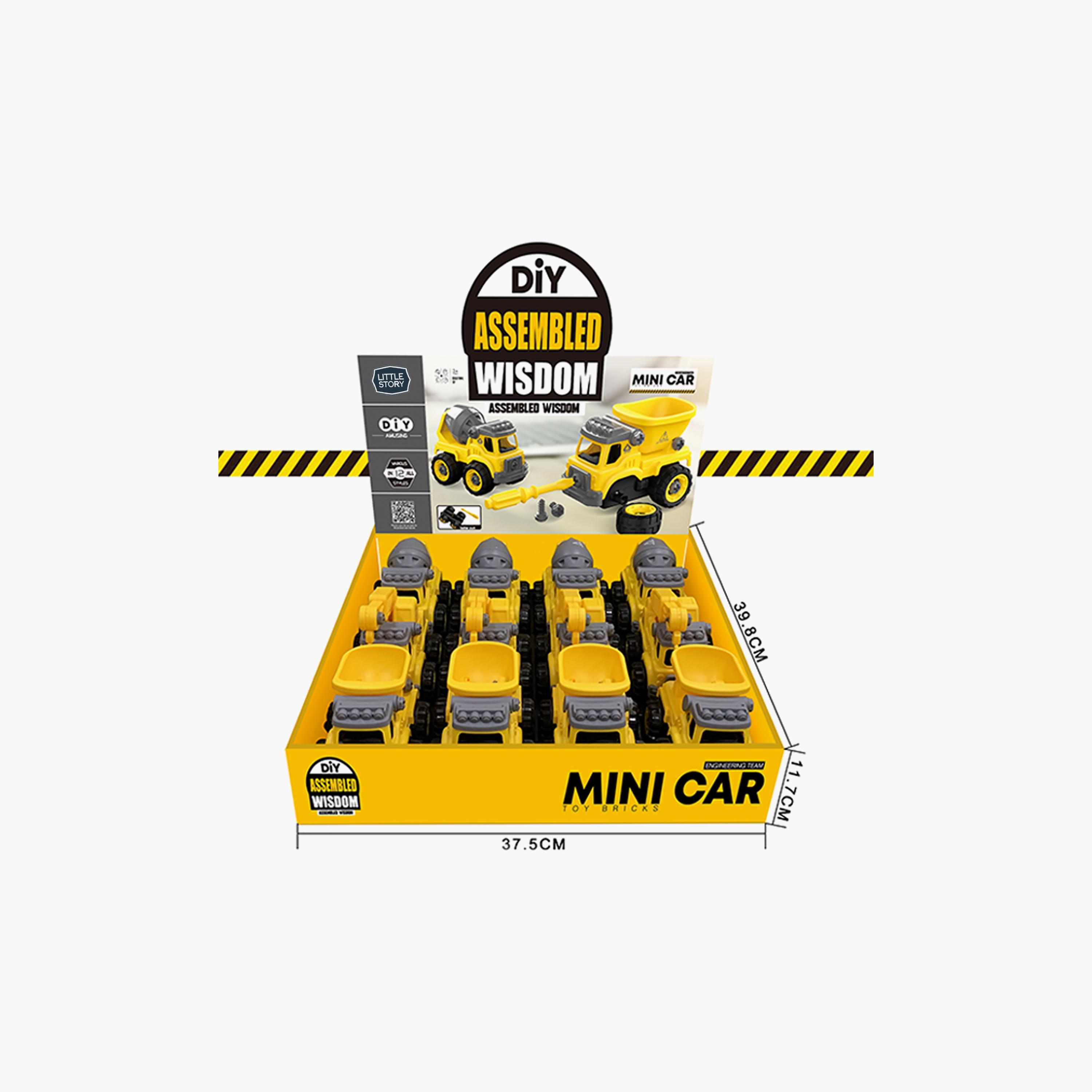 Little Story Kids Toy Assembled Wisdom Cars, Set Of 12, Yellow-toys-playvehicles-vehicleplaysets-image-5