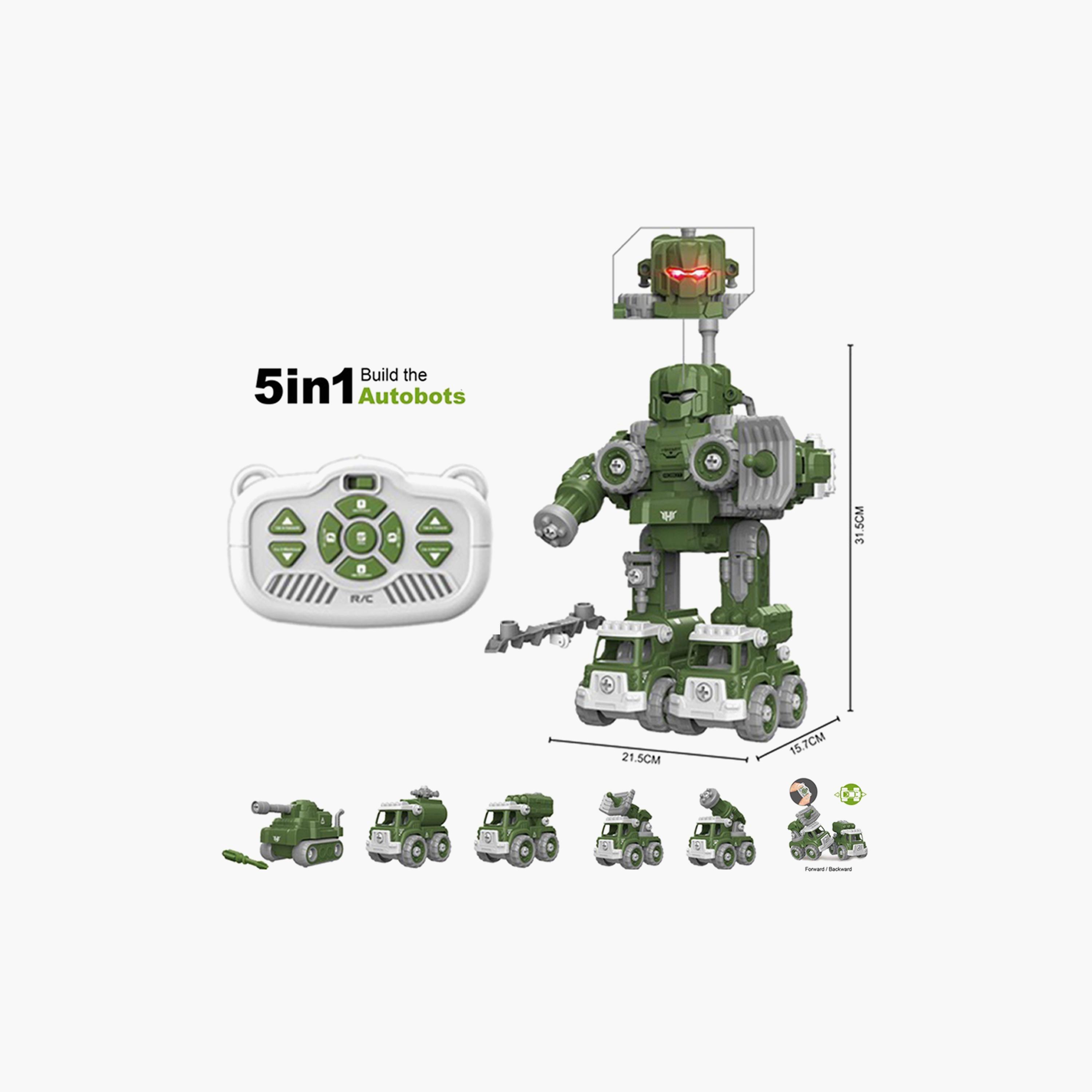 Little Story Kids Toy 5In1 Military Robot Transformation Vehicle With Remote Control, Green-toys-playvehicles-utilityvehicles-image-2