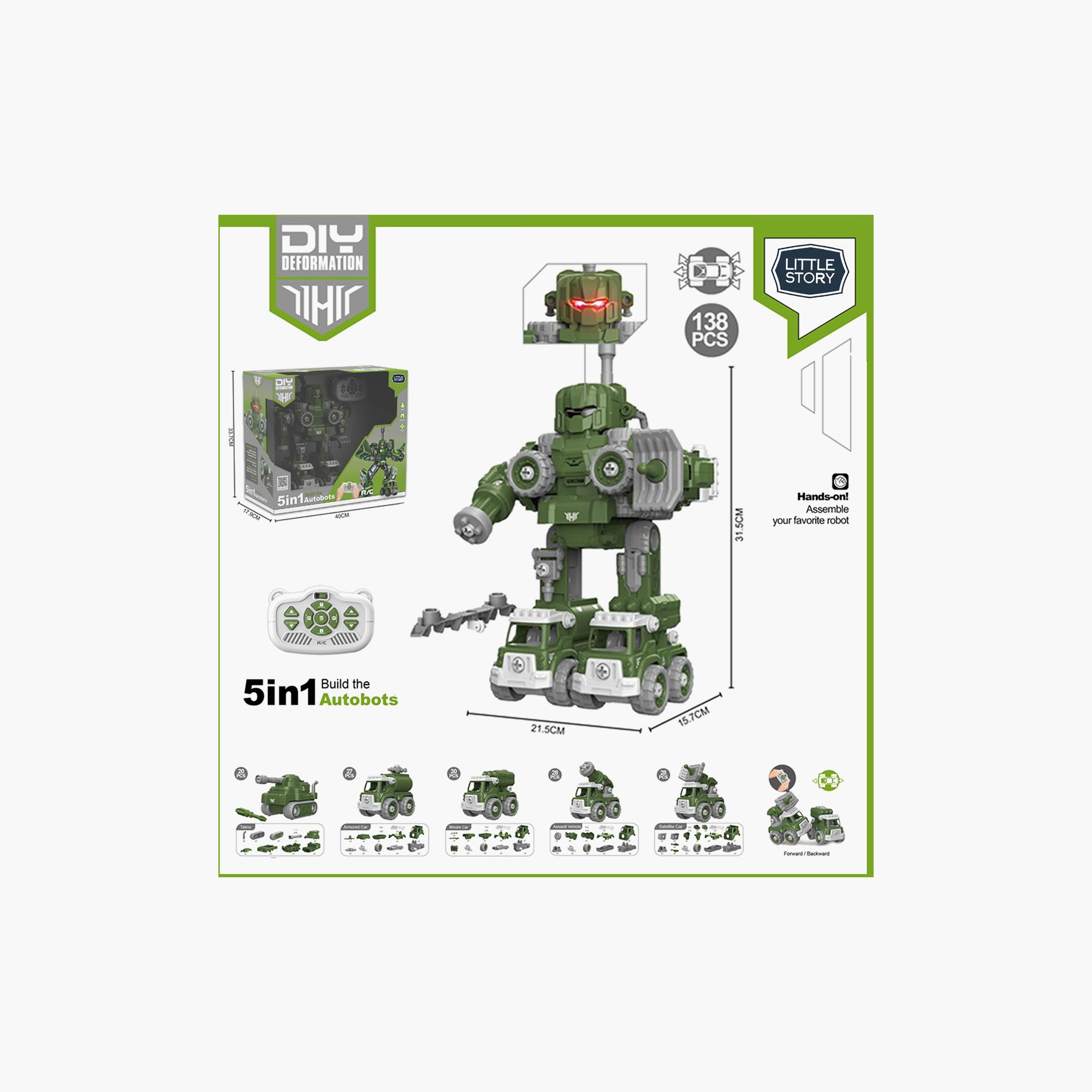 Little Story Kids Toy 5In1 Military Robot Transformation Vehicle With Remote Control, Green-toys-playvehicles-utilityvehicles-image-3