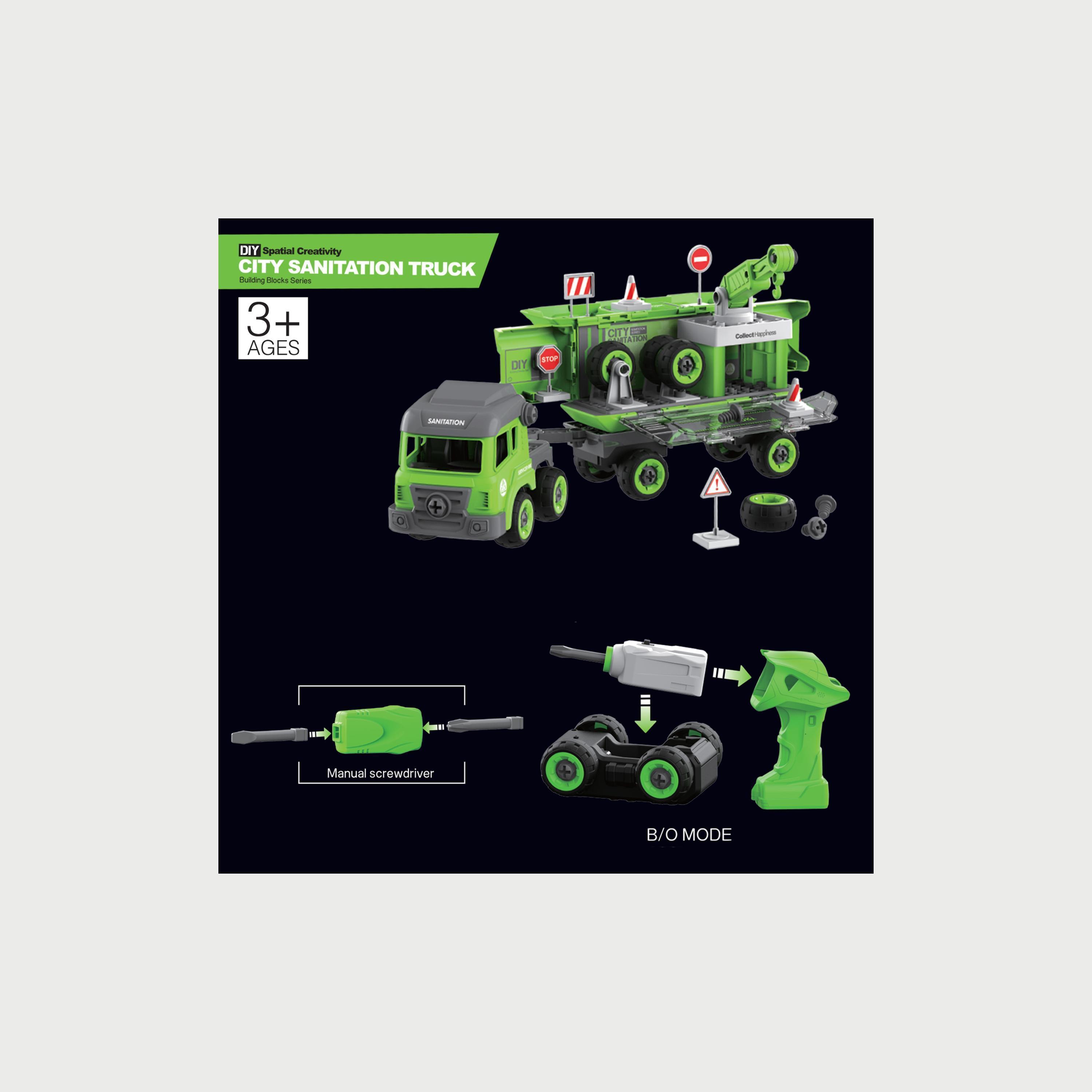 لعبة أطفال عربة نظافة مع عربتين صغيرتين من ليتل ستوري، أخضر-toys-playvehicles-vehicleplaysets-image-4