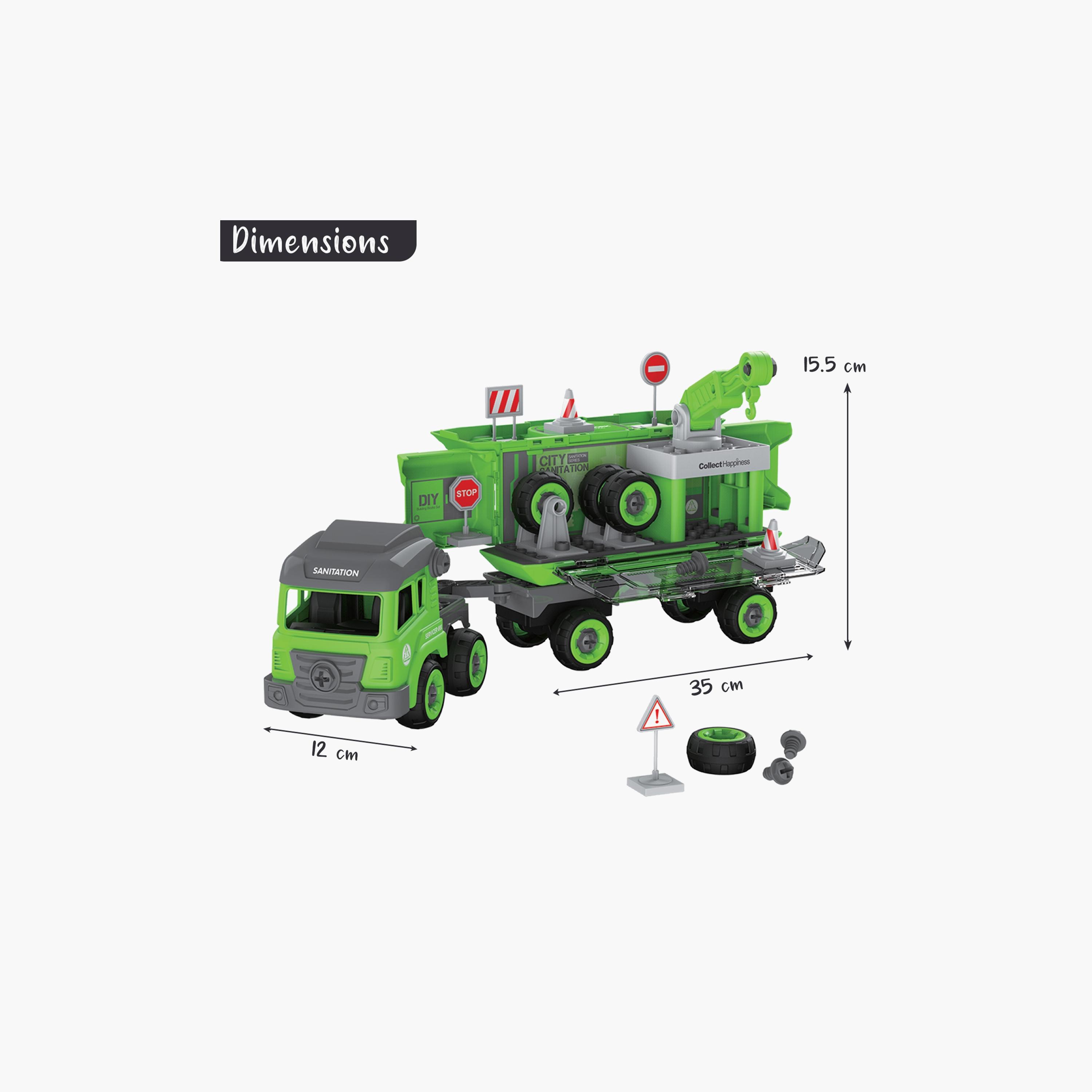 لعبة أطفال عربة نظافة مع عربتين صغيرتين من ليتل ستوري، أخضر-toys-playvehicles-vehicleplaysets-image-5