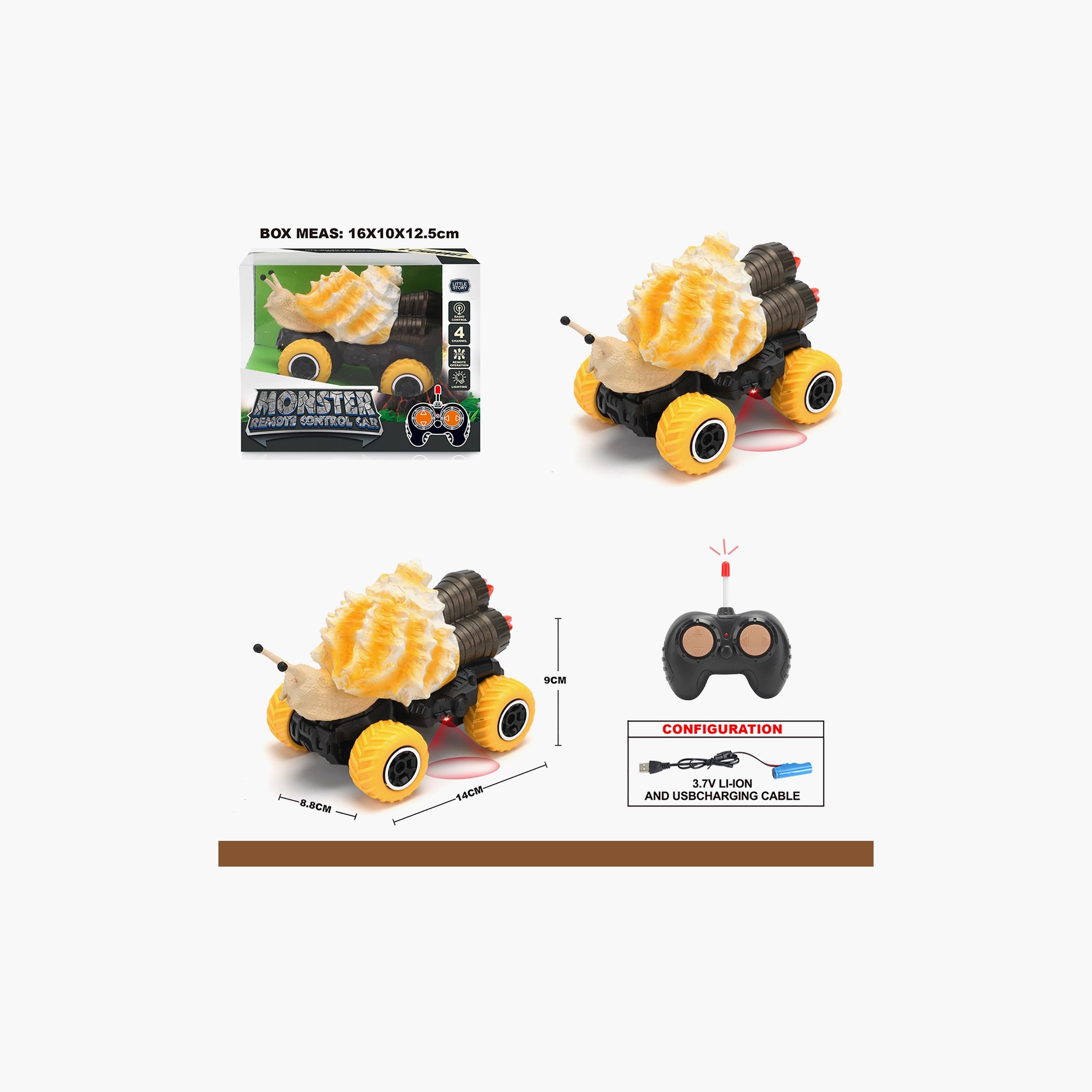 Little Story Kids Toy 4 Channel Snail Car With Remote Control, Yellow-toys-remotecontrolledvehicles-rccars-image-3