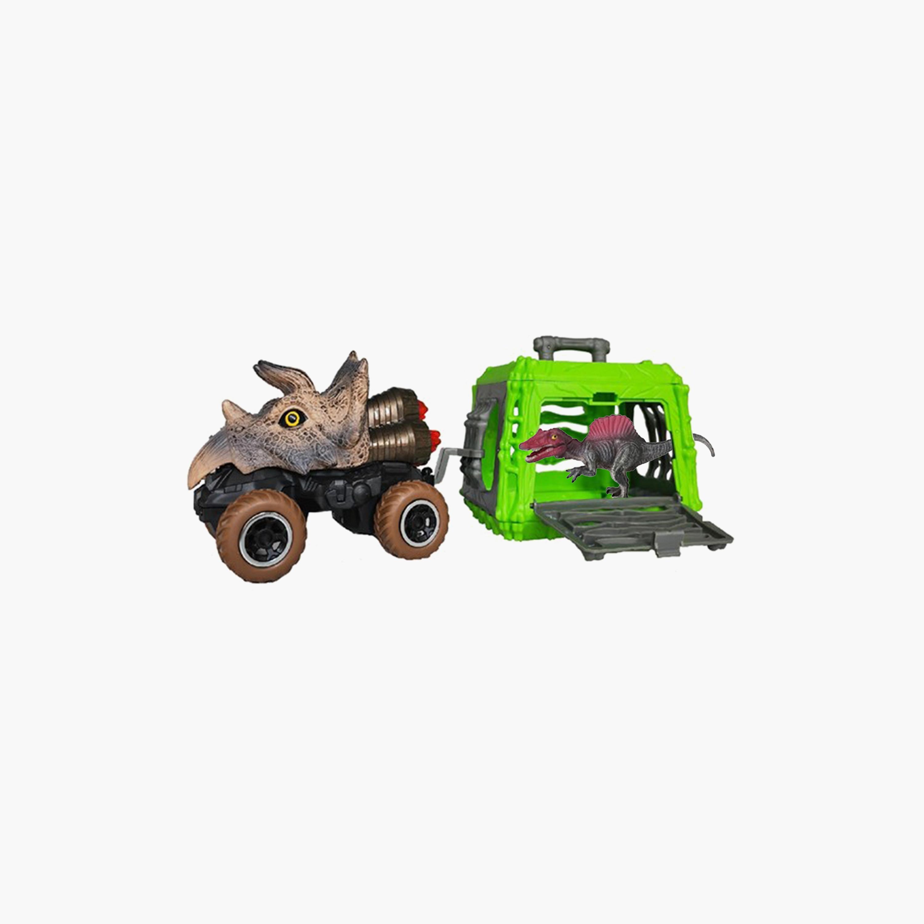 Little Story Kids Toy Pull Back Dinosaur With Cage, Brown-toys-playfigures-actionfigures-image-1
