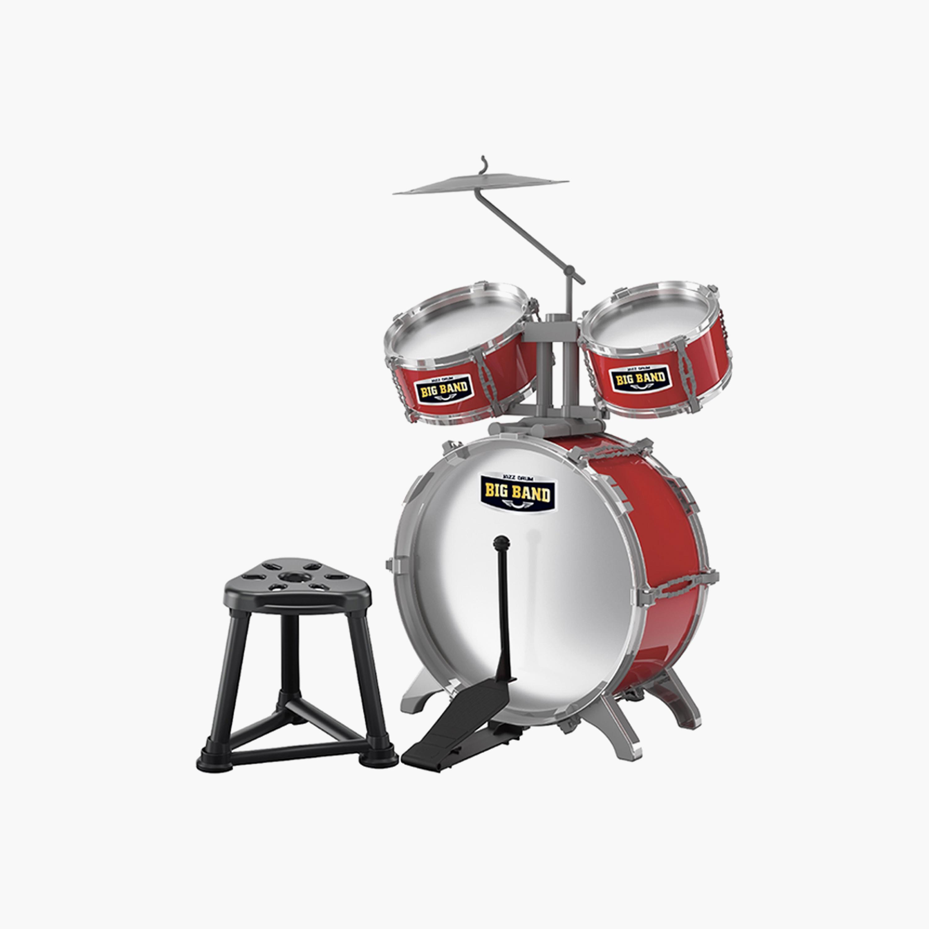 Little Story Kids Drum Set Musical Instrument With Stool, Red-toys-educational-musicaltoys-image-1