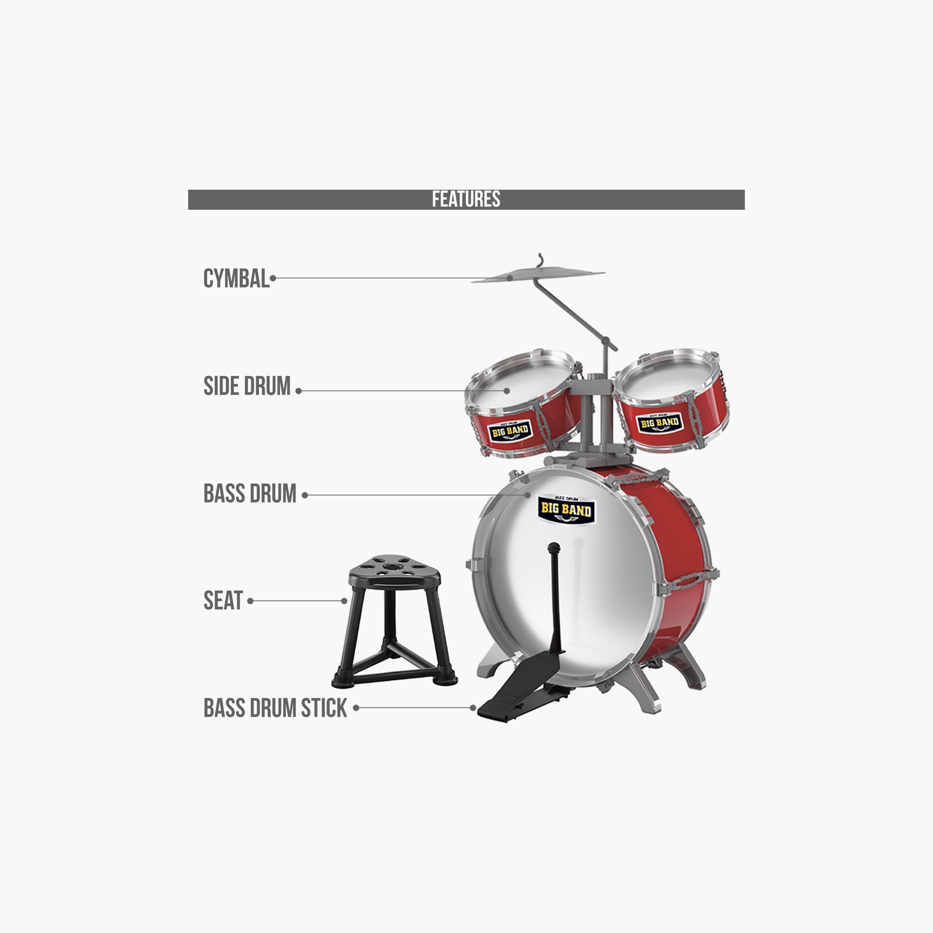 Little Story Kids Drum Set Musical Instrument With Stool, Red-toys-educational-musicaltoys-image-2