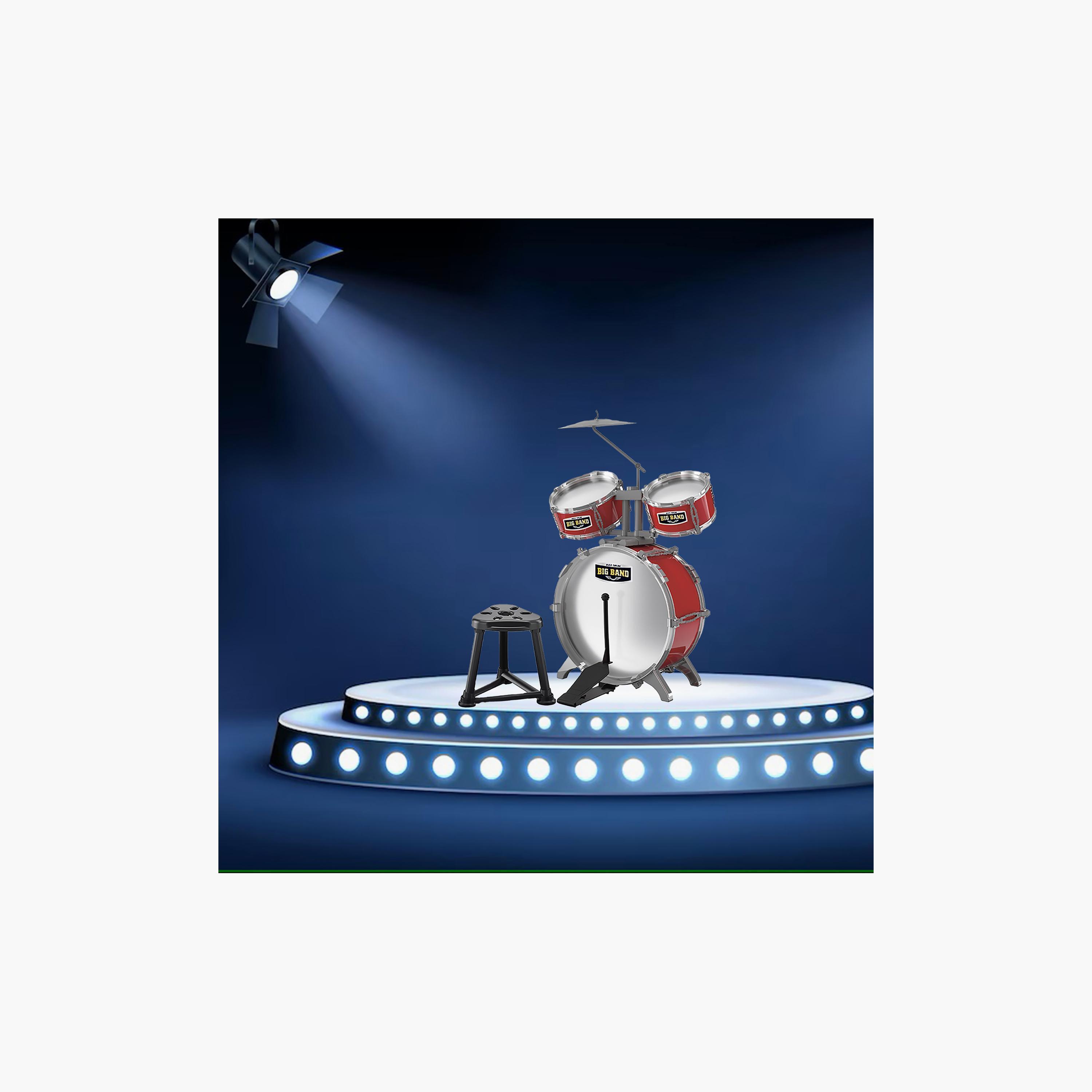 Little Story Kids Drum Set Musical Instrument With Stool, Red-toys-educational-musicaltoys-image-3