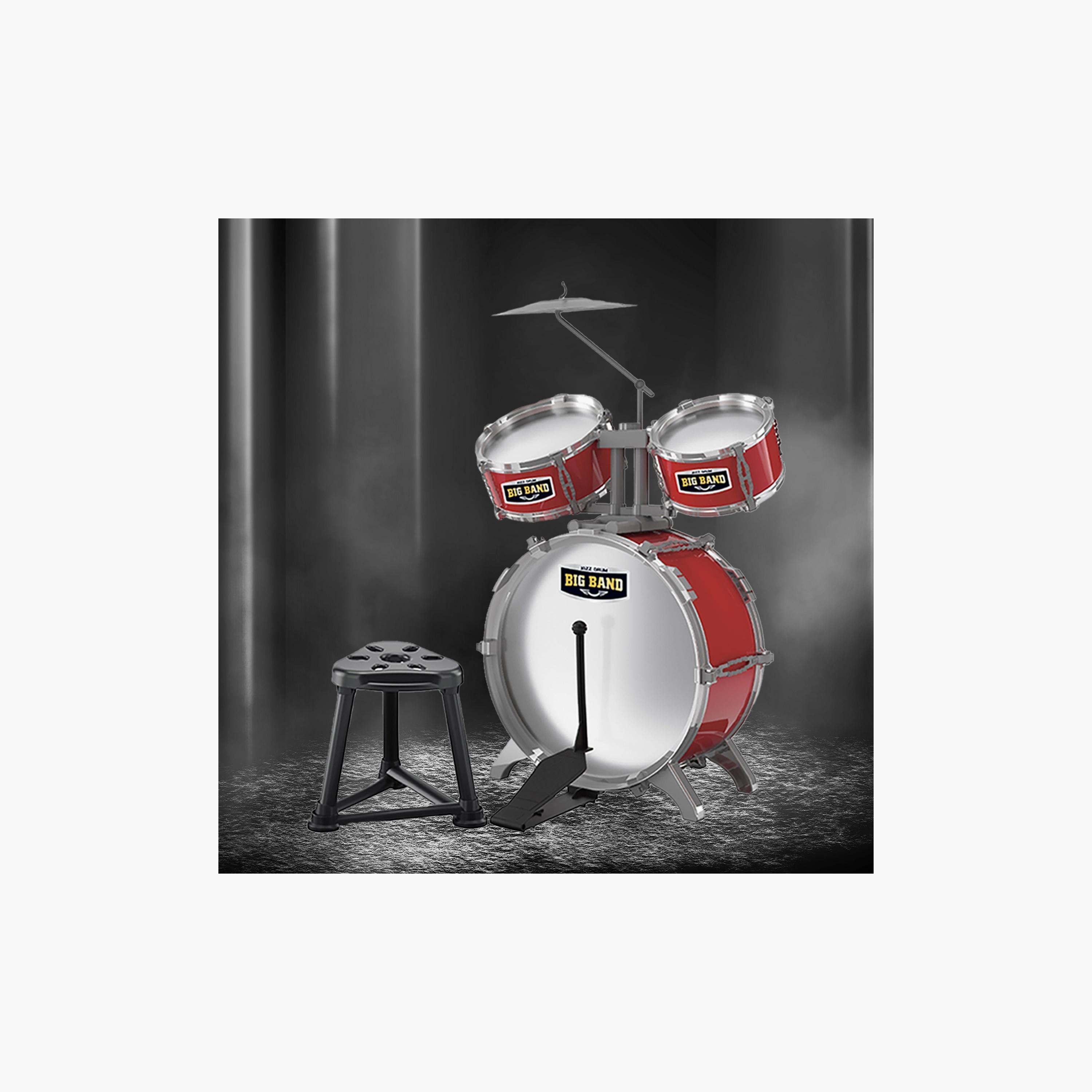 Little Story Kids Drum Set Musical Instrument With Stool, Red-toys-educational-musicaltoys-image-4