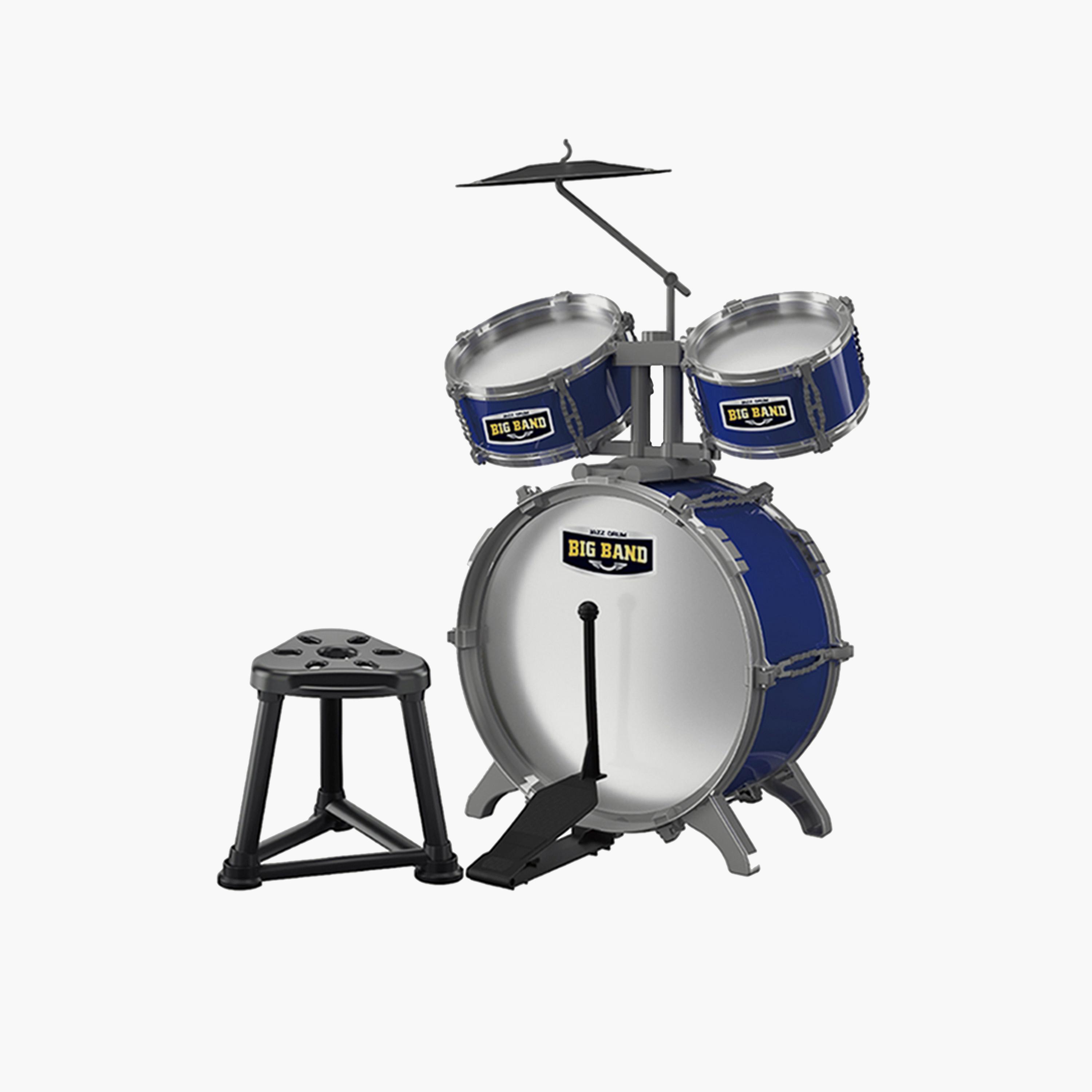 Little Story Kids Drum Set Musical Instrument With Stool, Blue-toys-educational-musicaltoys-image-1