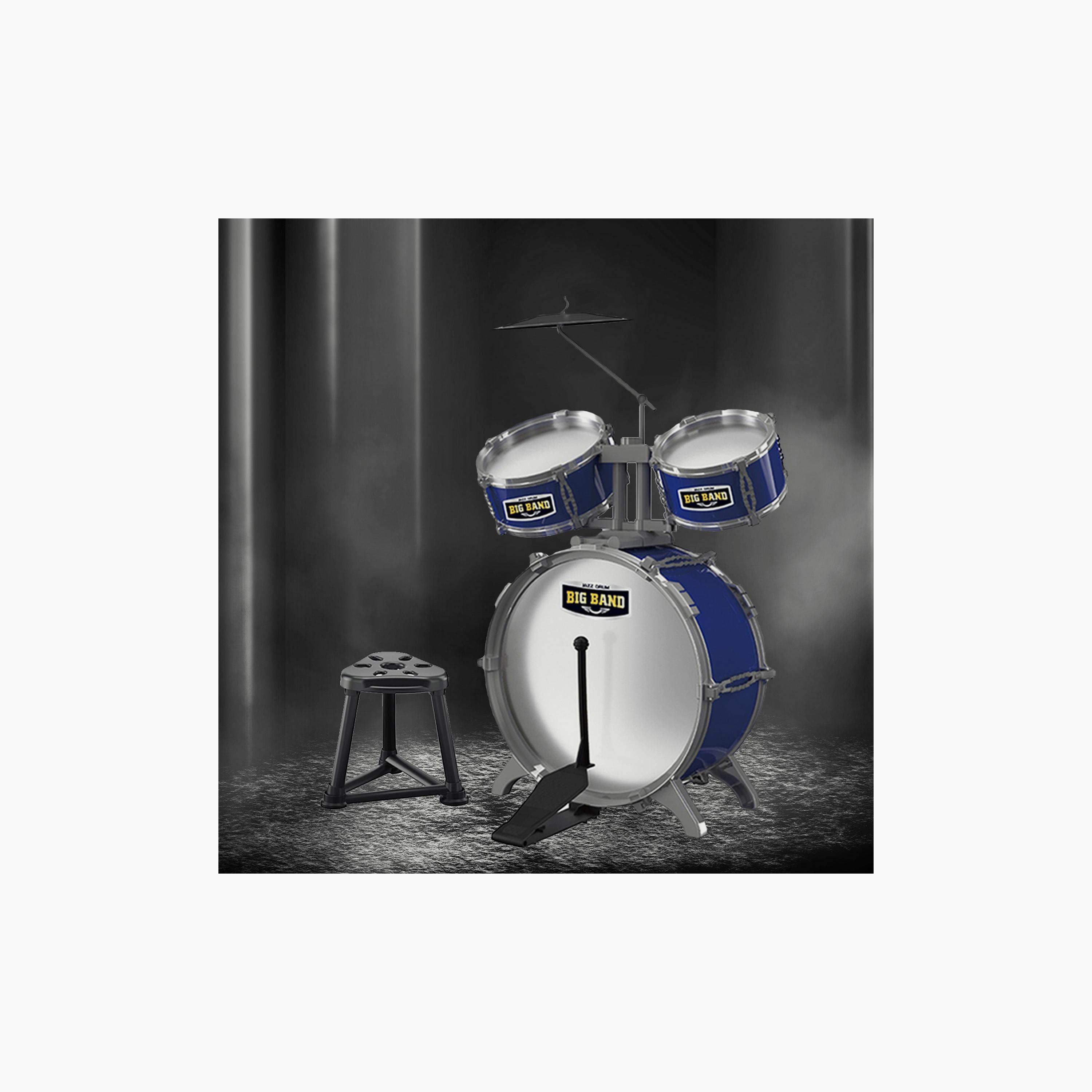 Little Story Kids Drum Set Musical Instrument With Stool, Blue-toys-educational-musicaltoys-image-3