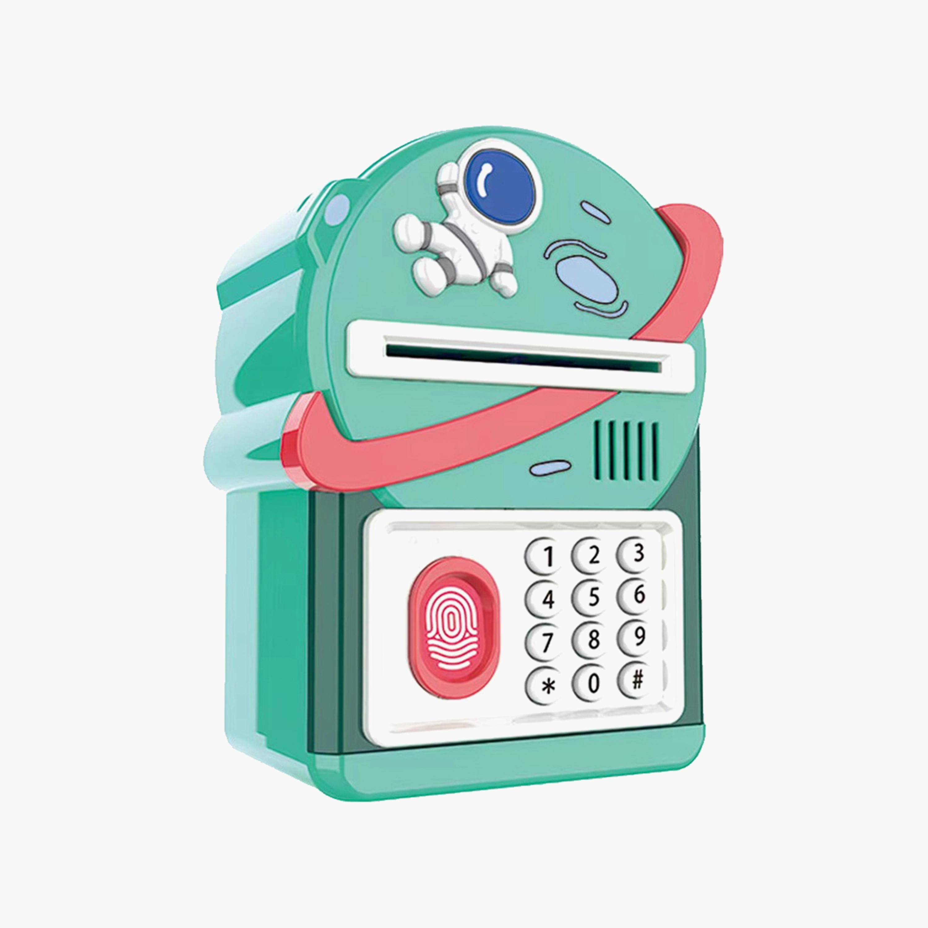 حصالة لطيفة مع قفل بصمات الأصابع و موسيقي من ليتل ستوري، رائد فضاء أخضر-toys-babyandtoddlertoys-lightsandmusicaltoys-image-1