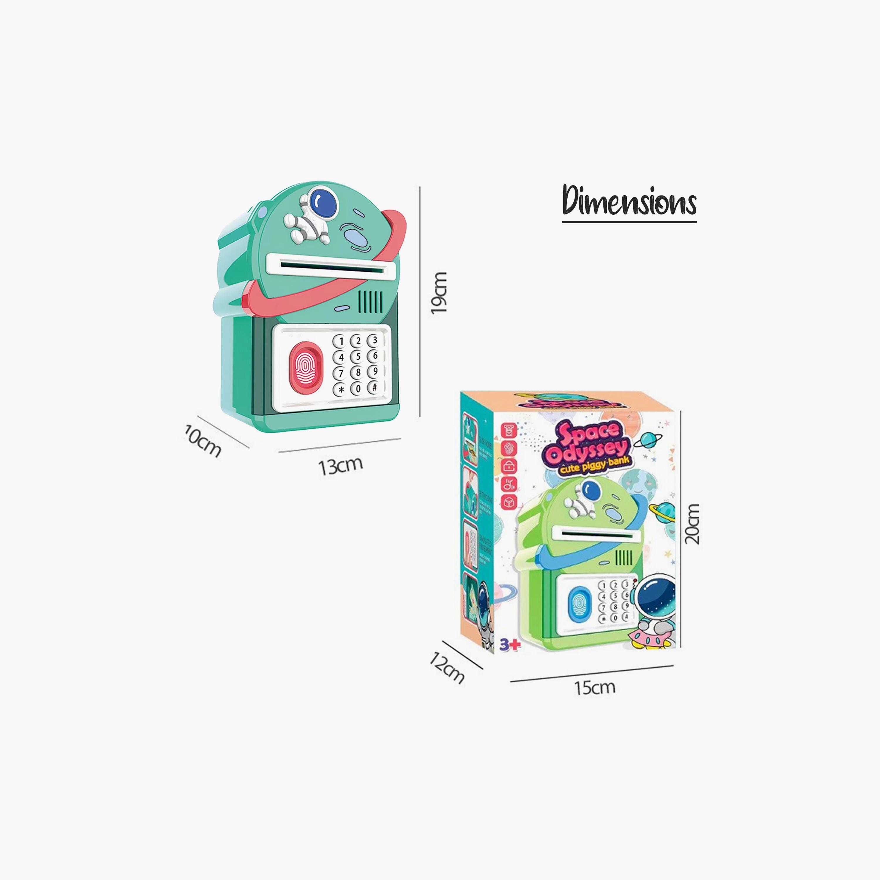 حصالة لطيفة مع قفل بصمات الأصابع و موسيقي من ليتل ستوري، رائد فضاء أخضر-toys-babyandtoddlertoys-lightsandmusicaltoys-image-2