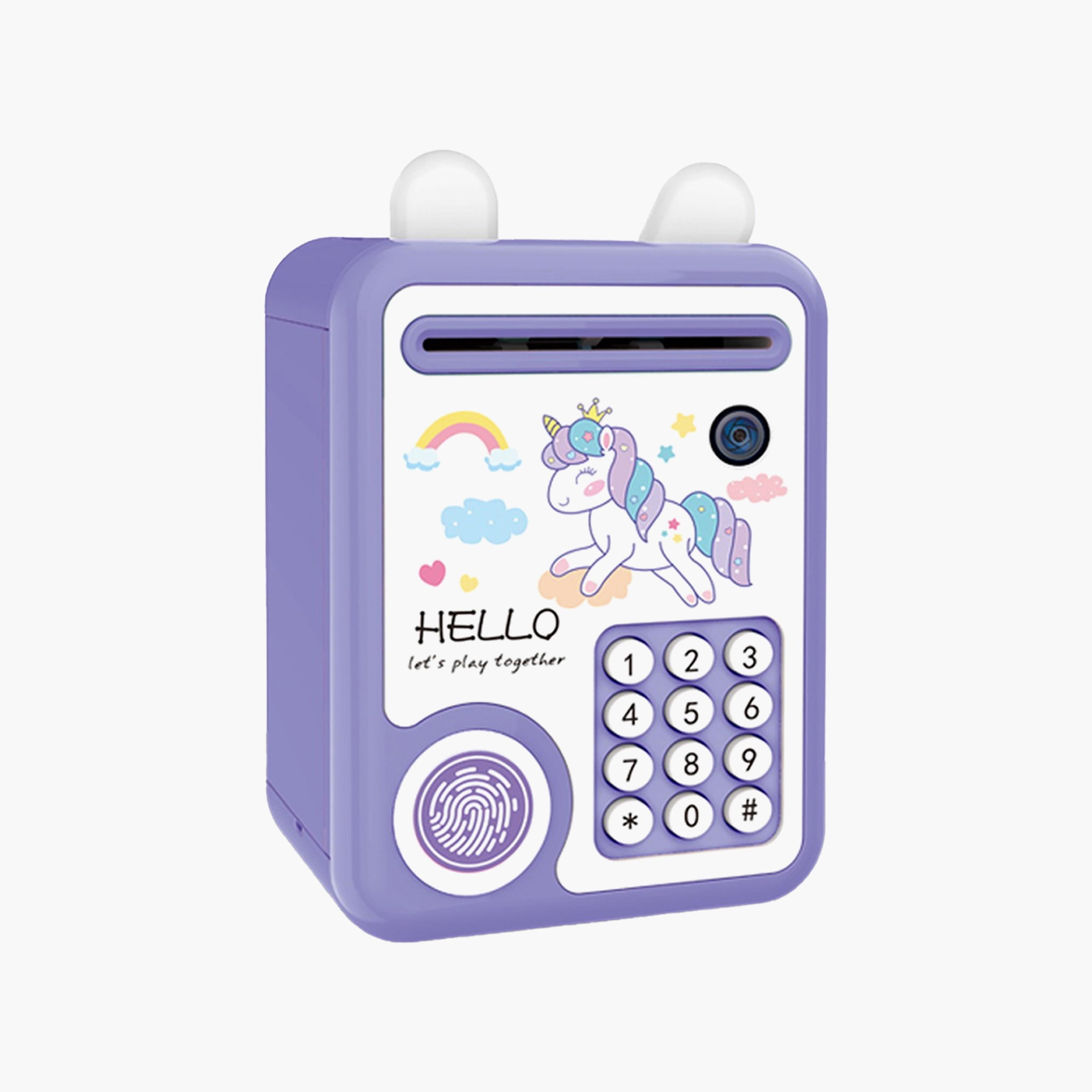 حصالة لطيفة مع قفل بصمات الأصابع و موسيقي من ليتل ستوري، وحيد القرن أرجواني-toys-babyandtoddlertoys-lightsandmusicaltoys-image-1