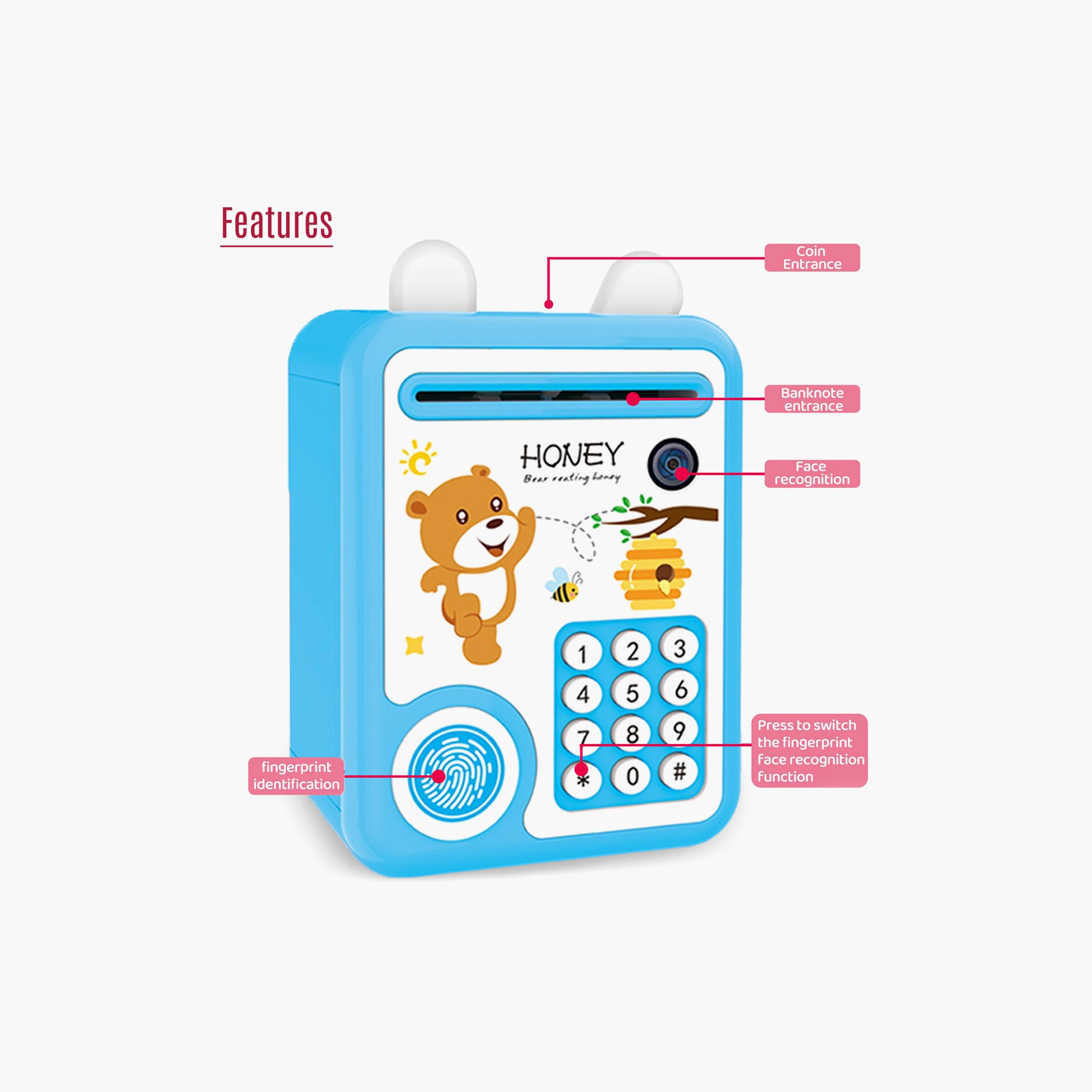 Little Story Cute Piggy Bank With Fingerprint Lock & Music, Bear Blue-toys-babyandtoddlertoys-lightsandmusicaltoys-image-3