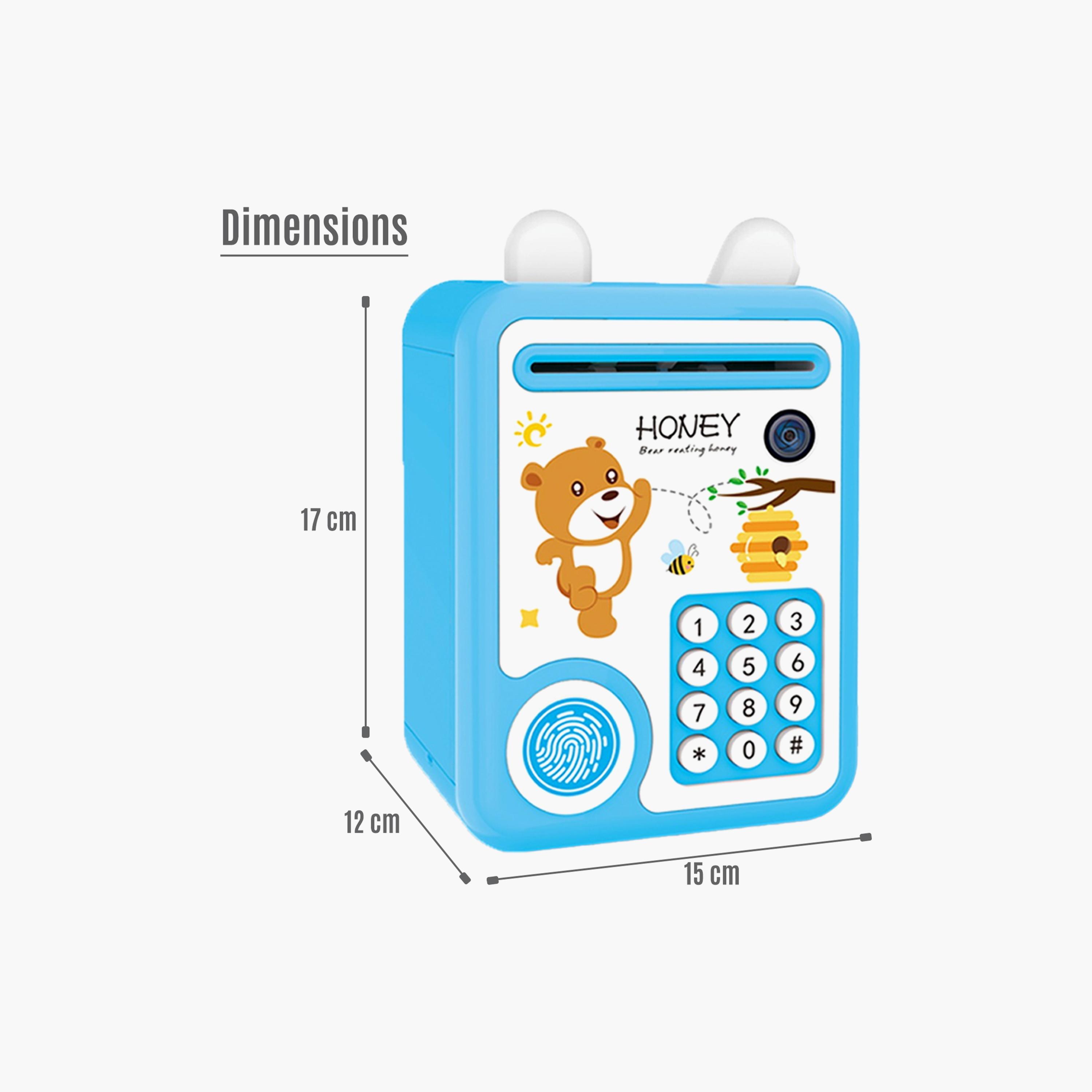 Little Story Cute Piggy Bank With Fingerprint Lock & Music, Bear Blue-toys-babyandtoddlertoys-lightsandmusicaltoys-image-4