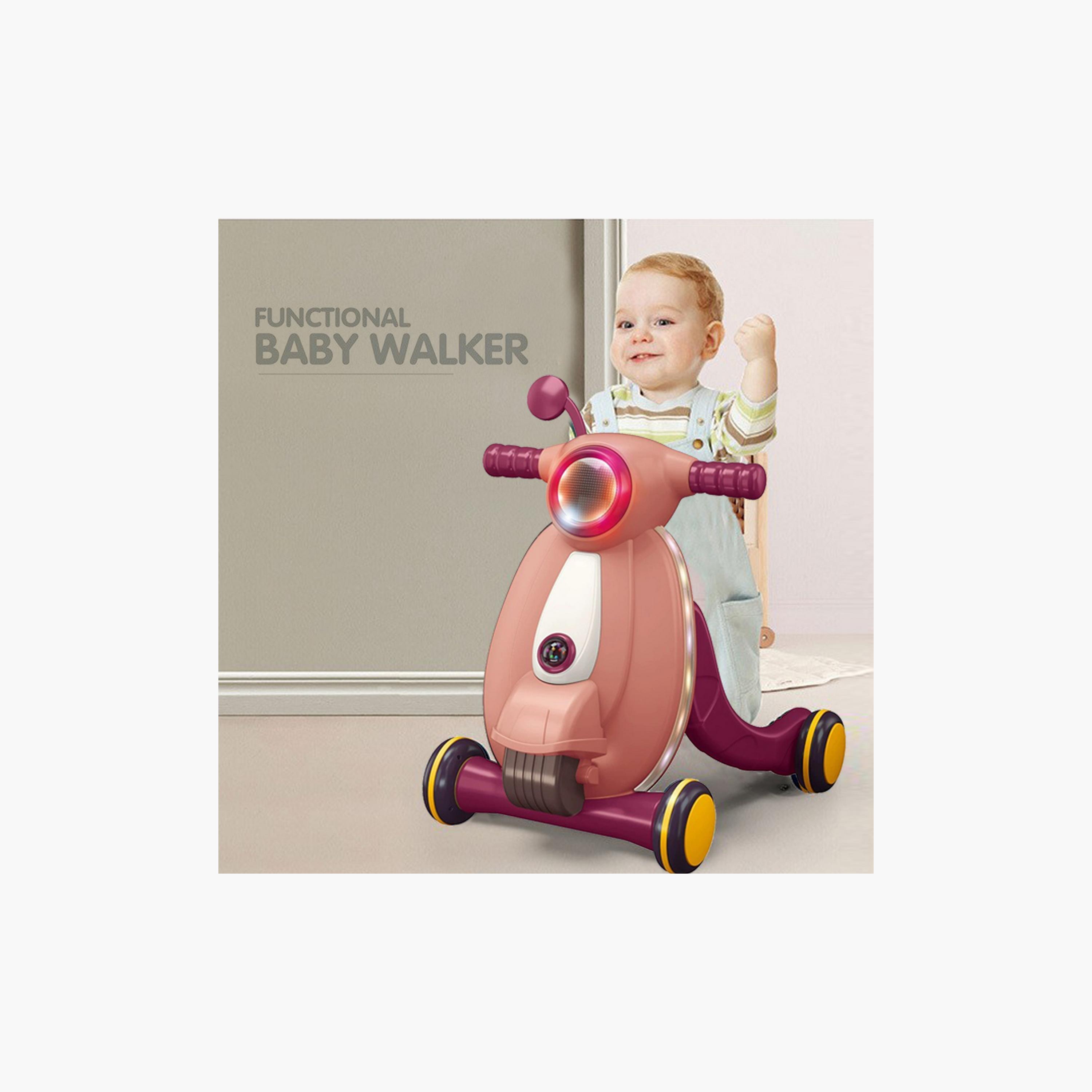 Little Story Multifunctional Baby Walker With Light & Music, Fun & Learning Toy, Pink-baby-infantactivity-walkers-image-3