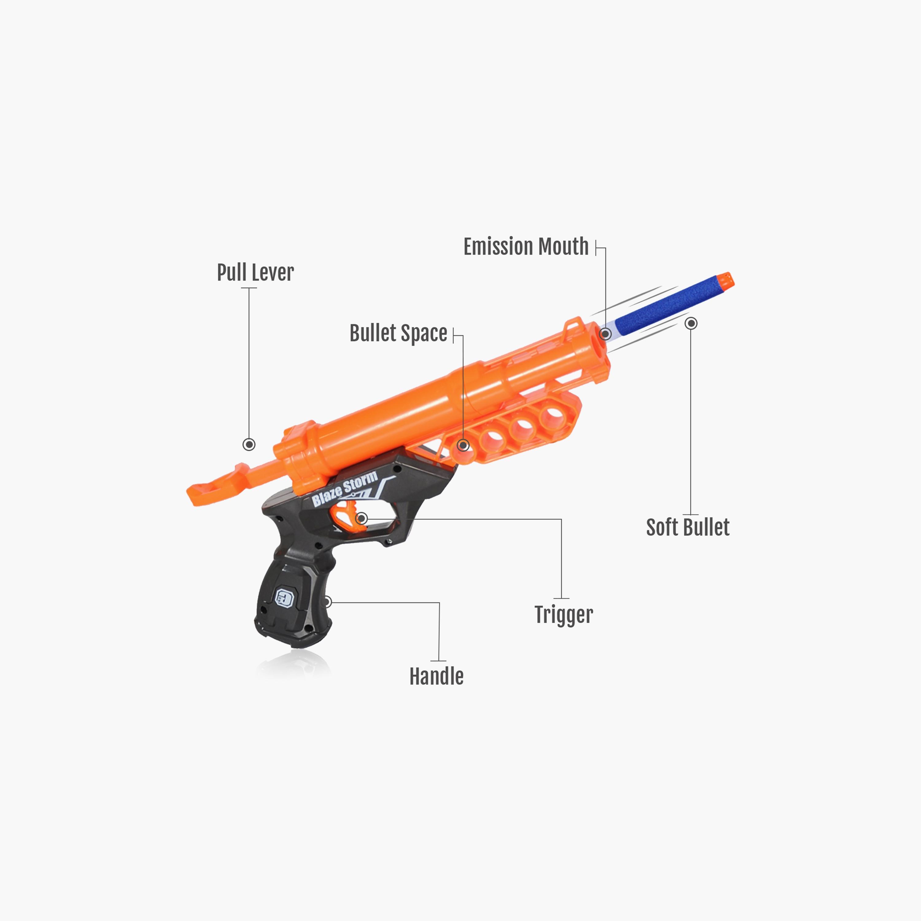 Little Story Kids Manual Bullet Gun With 10-Piece Soft Bullets, Orange-toys-outdoor-gunsandfoamblasters-image-2