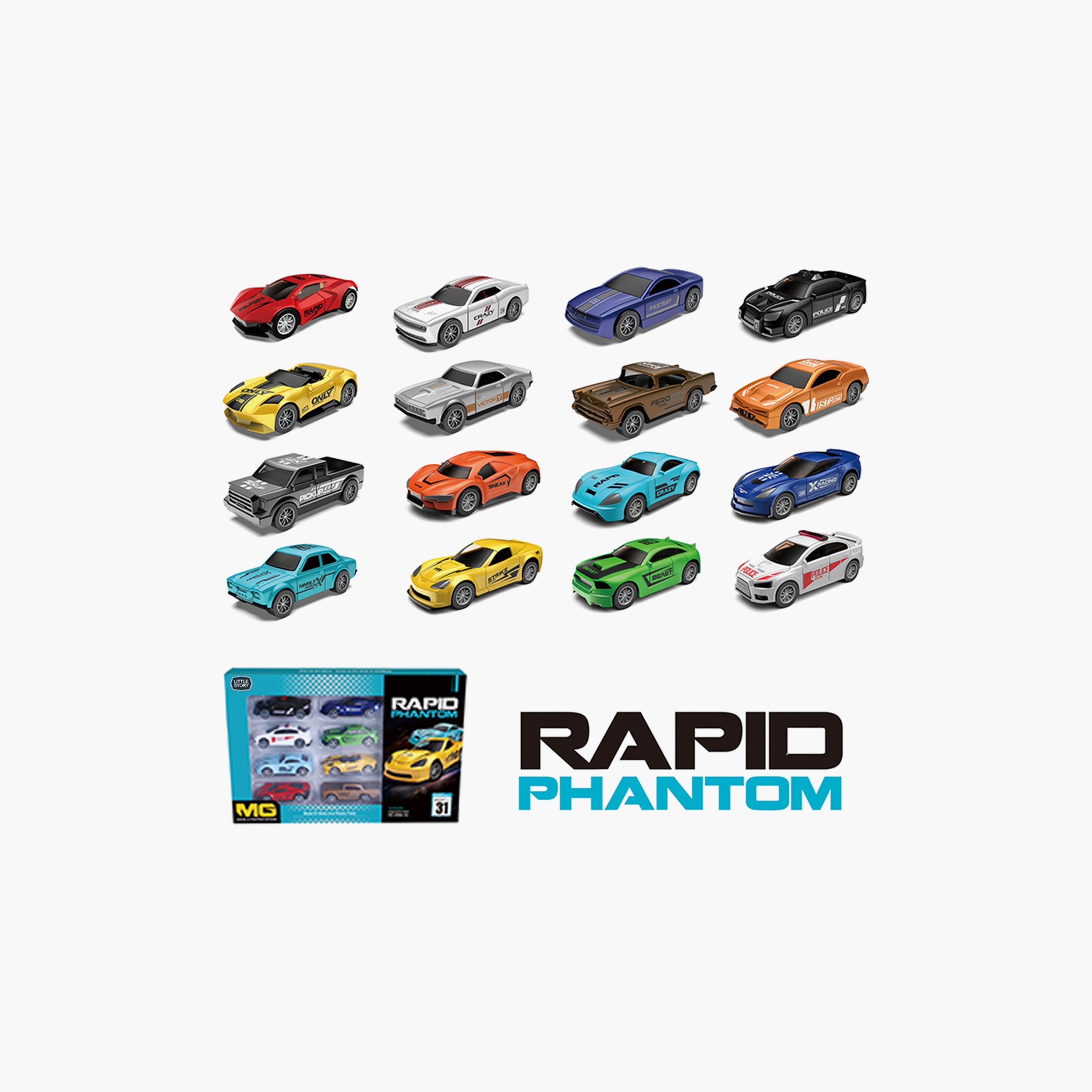 Little Story 8-Piece Slide Die Cast Toy Rapid Car Set-toys-playvehicles-diecastcars-image-2