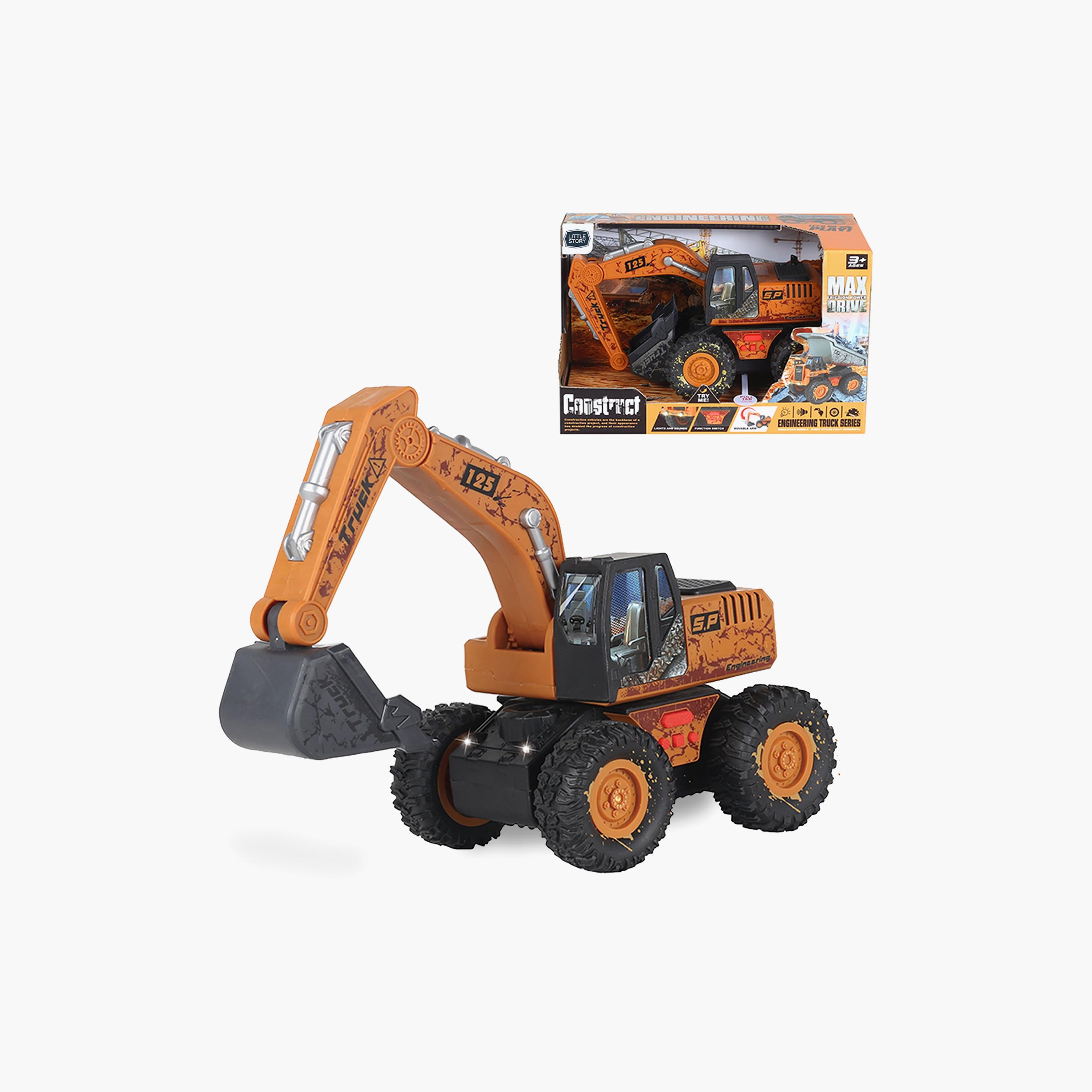 Little Story Simulation Inertial Engineering Excavator Toy Vehicle With Light And Sound, Yellow-toys-playvehicles-utilityvehicles-image-1